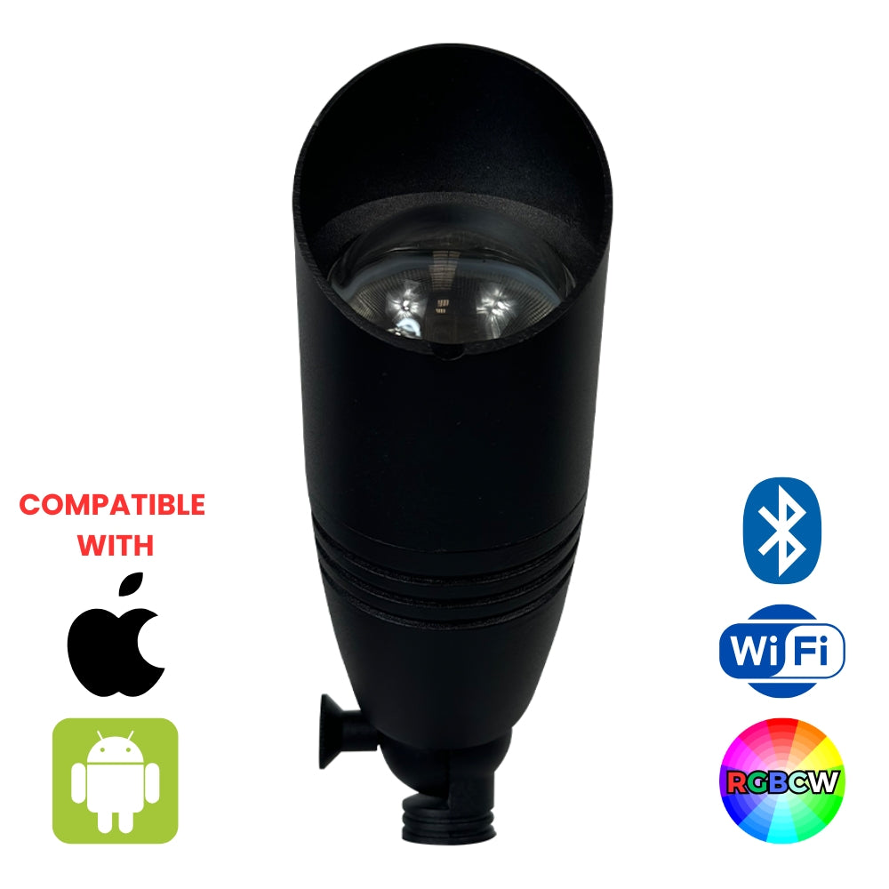 DL05R 4x/8x/12x 31W RGBCW LED Spotlight - Waterproof IP65 Cast Aluminum Outdoor Lighting for Garden, Pathway & Landscape - 12V AC/DC Low Voltage Bullet Directional Spotlight