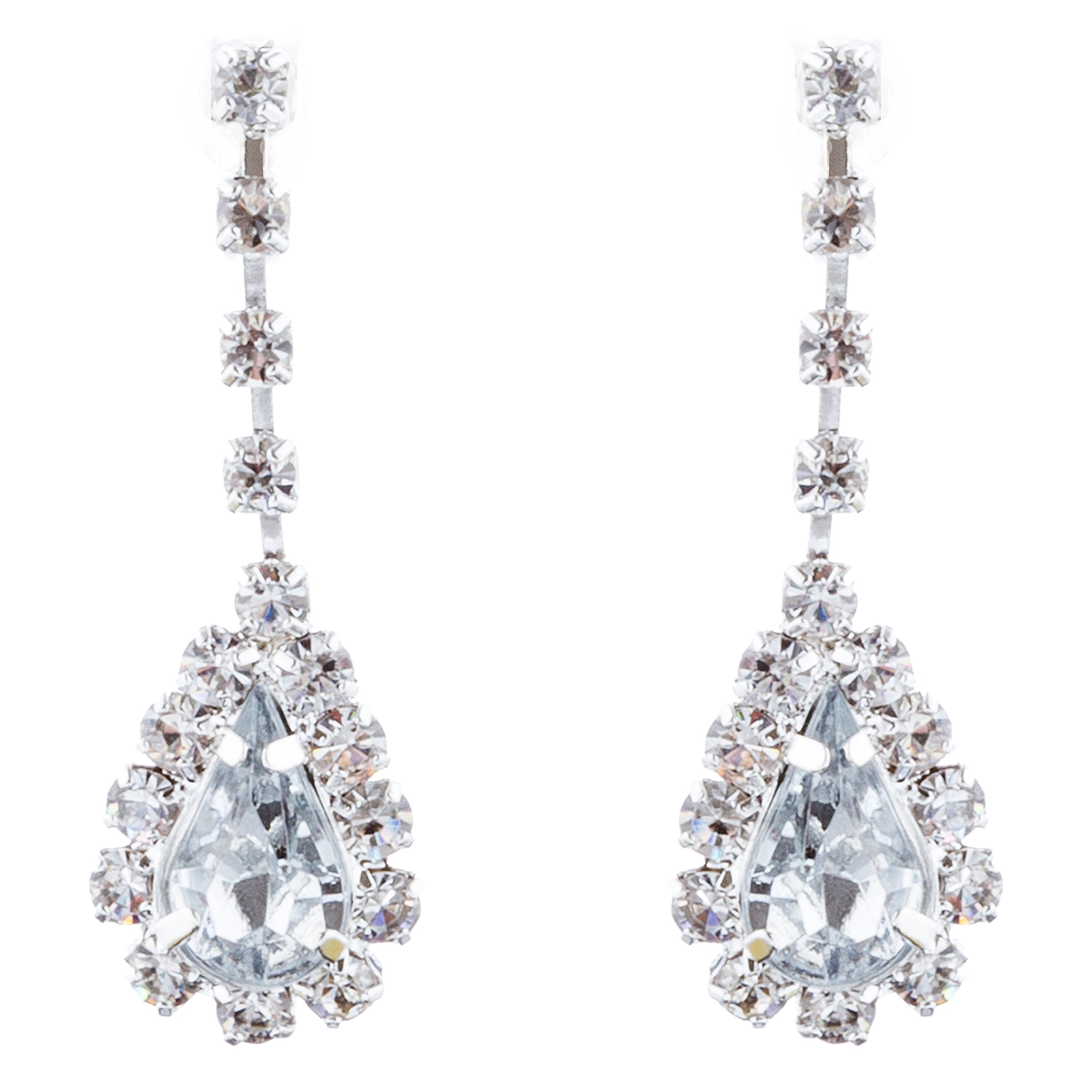 Elegant Bridal Wedding Jewelry Set - Crystal Rhinestone Necklace & Earrings for Prom, Evening Gala & Special Occasions | Silver V-Drop Design | Perfect for Brides, Bridesmaids & Formal Events