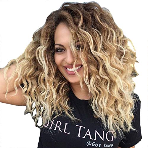 New Women's Big Wave Human Hair Wigs - Long Curly Wavy Heat Resistant Gradient Color Straight Cosplay Wig for Party, Halloween & Costume Events - Natural Look for Daily Wear & Special Occasions