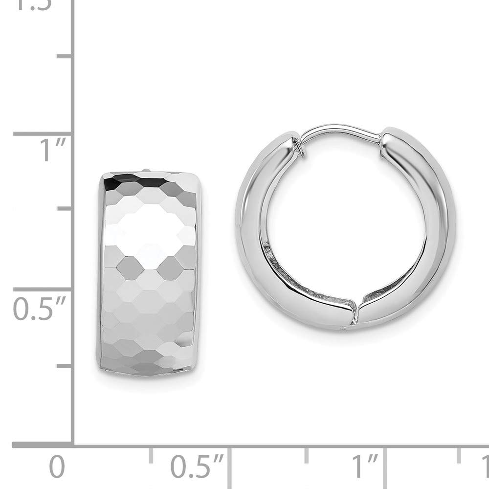925 Sterling Silver Polished Patterned Hinged Hoop Small Huggie Earrings (18mm x 17mm) - Elegant Everyday Jewelry for Women, Perfect for Work, Date Night & Gifts