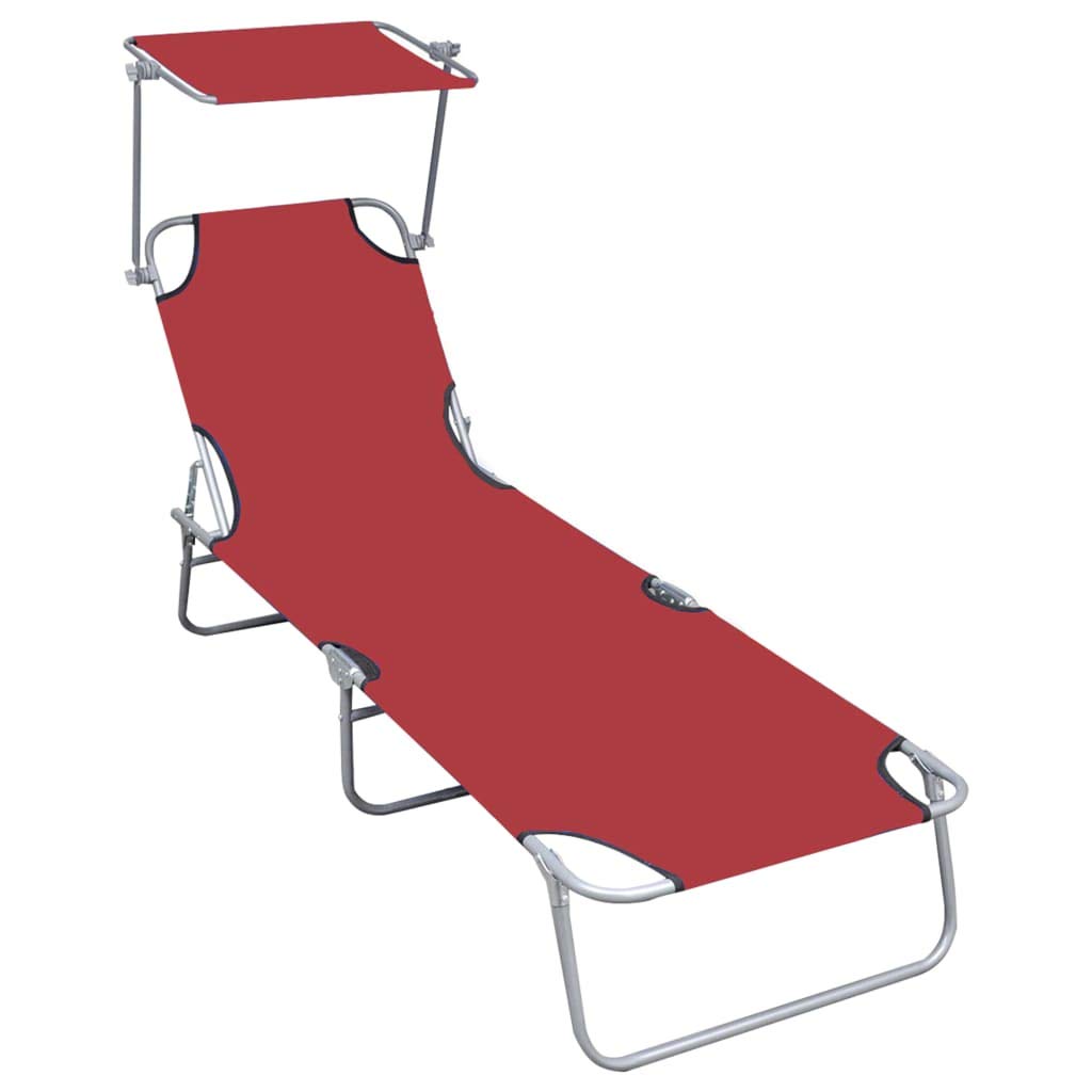 Adjustable Folding Sun Lounger with Canopy - Lightweight Aluminum Beach Chair for Outdoor Relaxation - Perfect for Sunbathing, Poolside, Patio, Garden, and Camping