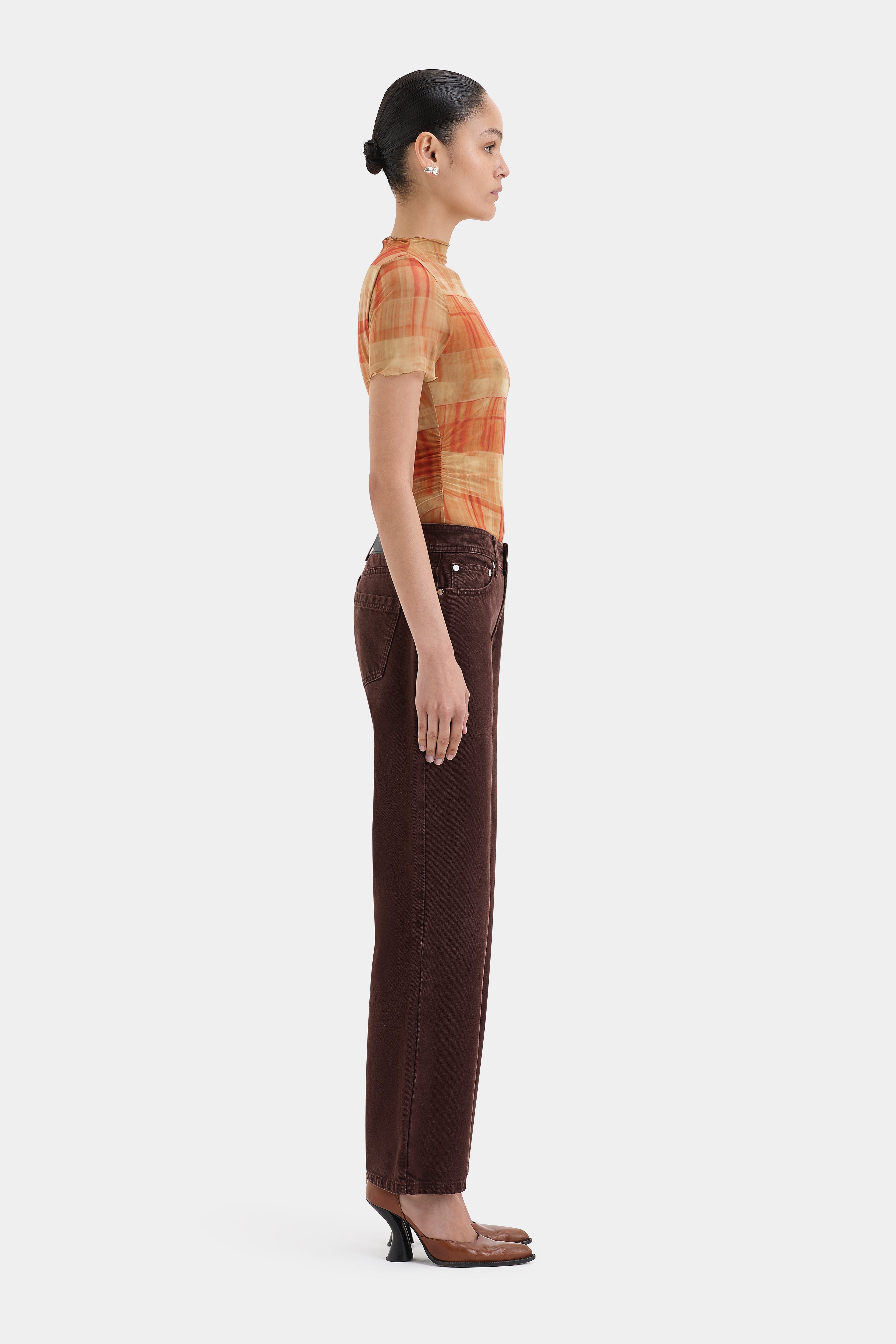Ferrera Top Arancia Check - Stylish Women's Blouse for Casual Wear & Office Outfits | Perfect for Summer & Spring Fashion