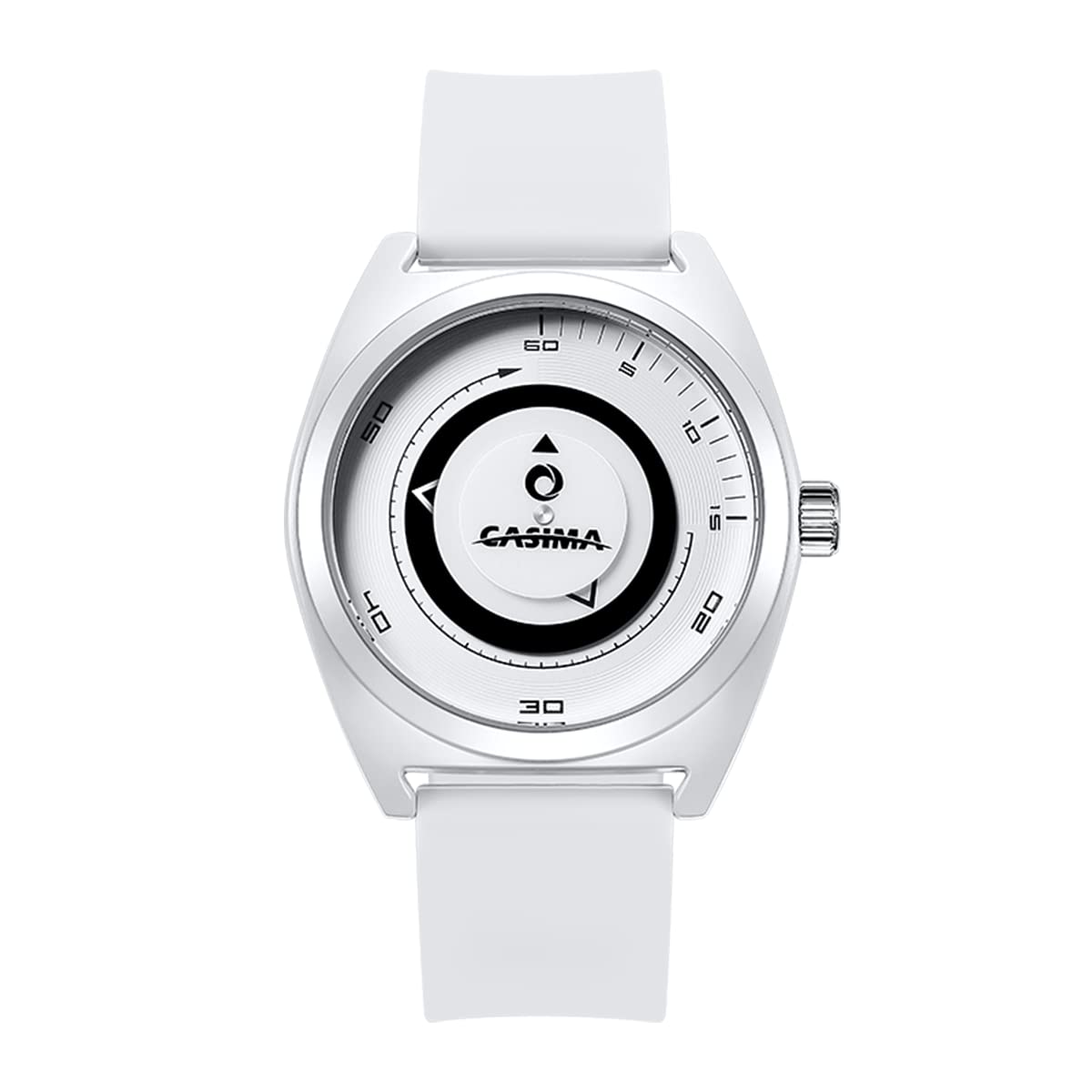 CASIMA Men's White Silicone Band Quartz Waterproof Wrist Watch CS2105-1 - Durable Sports & Casual Watch for Swimming, Running & Everyday Wear