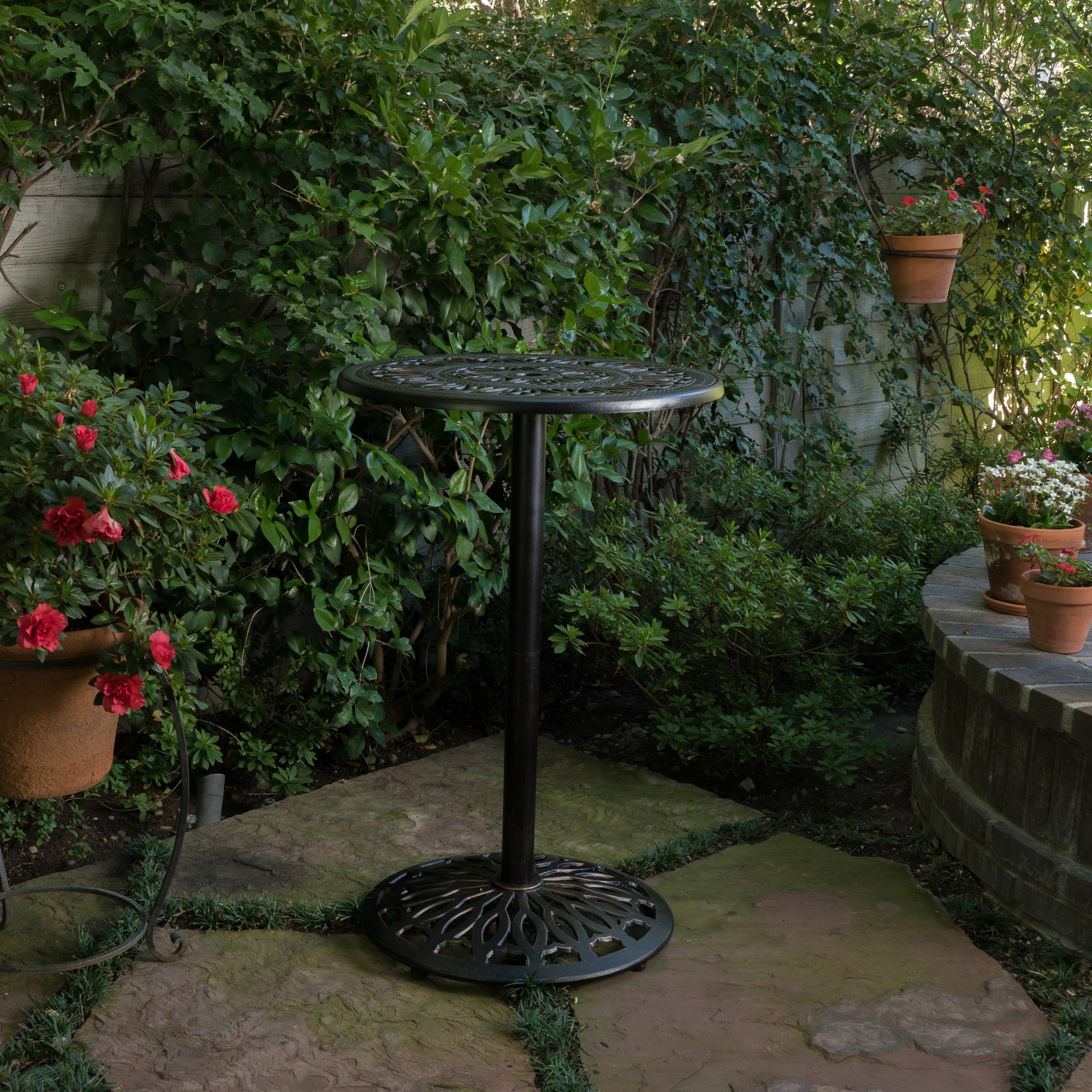 Christopher Knight Home Edmonson Outdoor Cast Iron Bar Table - Shiny Copper Finish - Perfect for Patio, Garden, Poolside & Backyard Entertaining