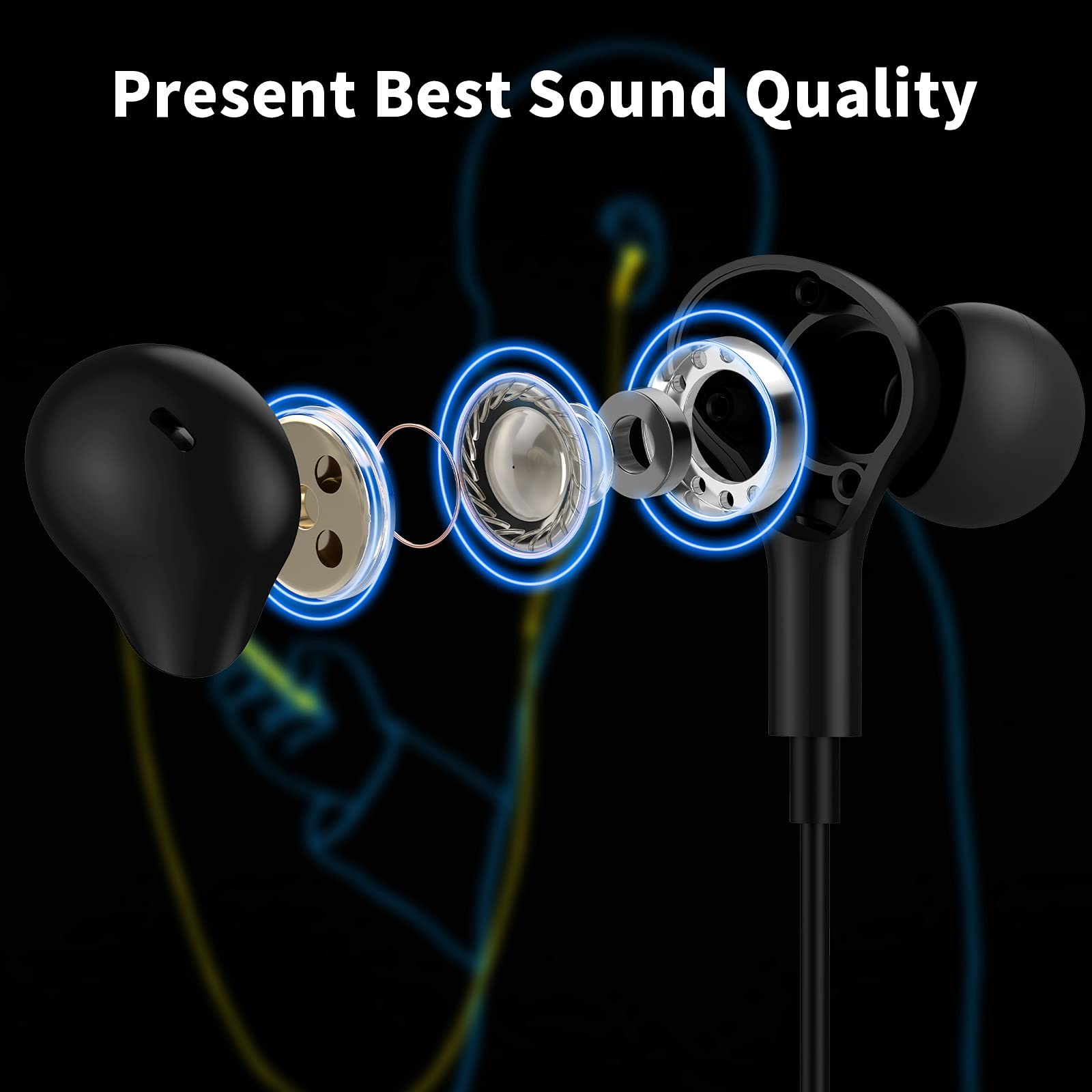 Wireless Bluetooth Headphones with Built-in Mic & Volume Control - Compatible with Samsung, Pixel, iPad Pro, Air, Mini, OnePlus - Perfect for Gaming, Workouts, Travel & Online Meetings