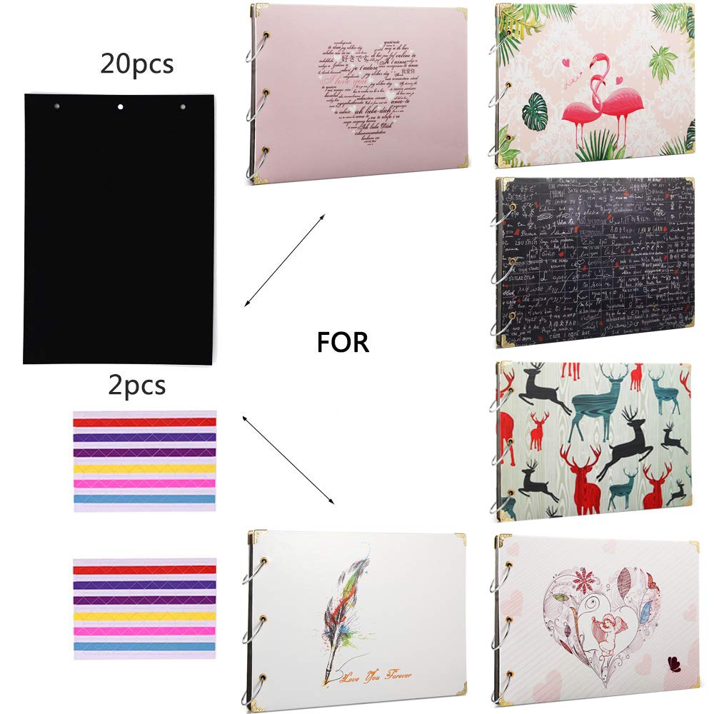 THXMADAM Black Scrapbook Paper 26.5x18.5CM (10.6