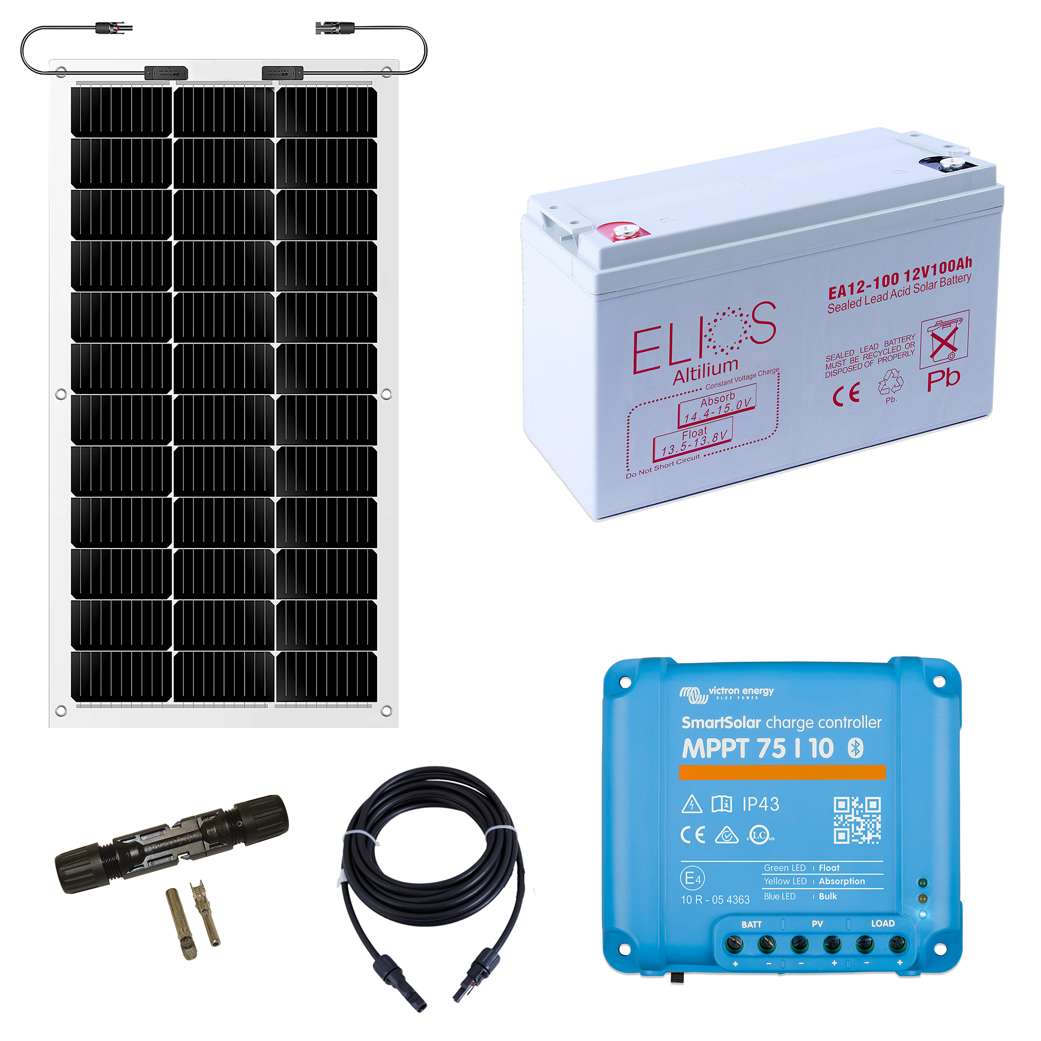 Victron Energy Solar Panel Kit 2 - 110W Flexible Solar Panel with 100Ah Battery for RV, Boat, Off-Grid Power | Complete RV Solar Starter Kit for Camping, Travel & Emergency Backup