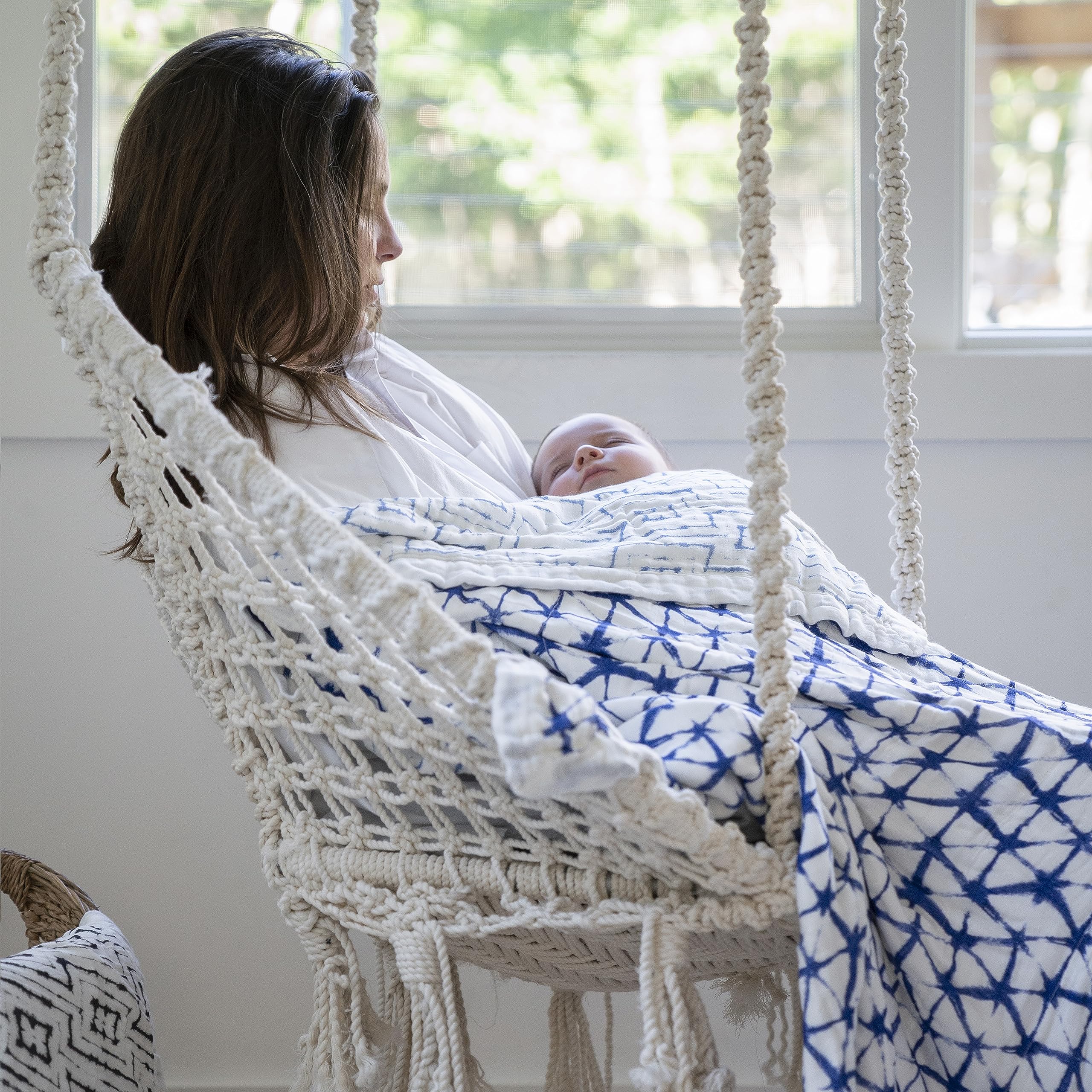 aden + anais Silky Soft Dream Blanket - Premium Baby Swaddle Blanket for Newborns & Toddlers - Breathable & Lightweight - Indigo Blue - Perfect for Nursery, Stroller & Travel