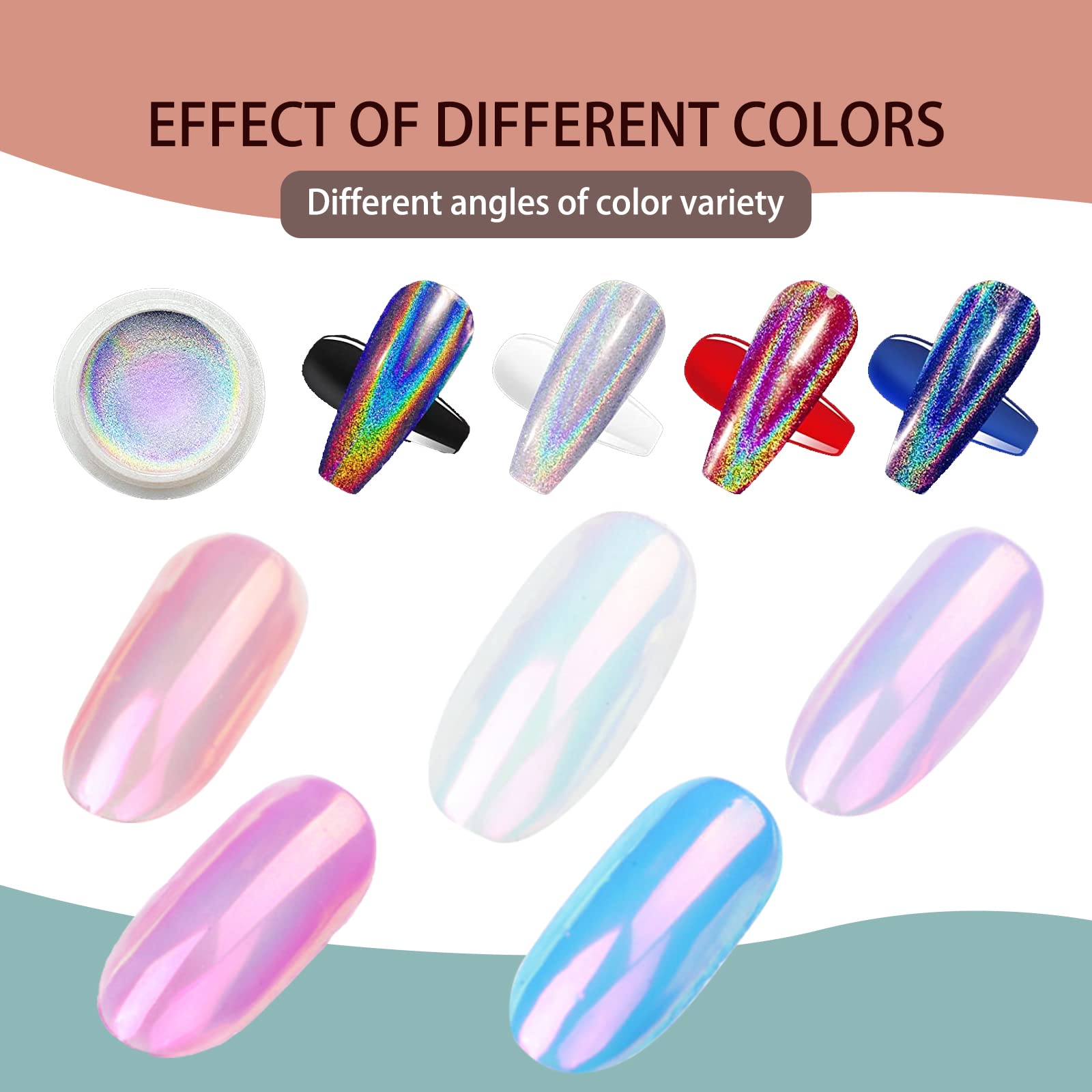 2 Pack Pearl Chrome Nail Powder - Iridescent Mermaid Shell Nail Powder, Multi Chrome Chameleon Pigment for DIY Nail Art | Manicure Glitter Dust for Professional & Home Use, Perfect for Parties, Weddings & Special Occasions