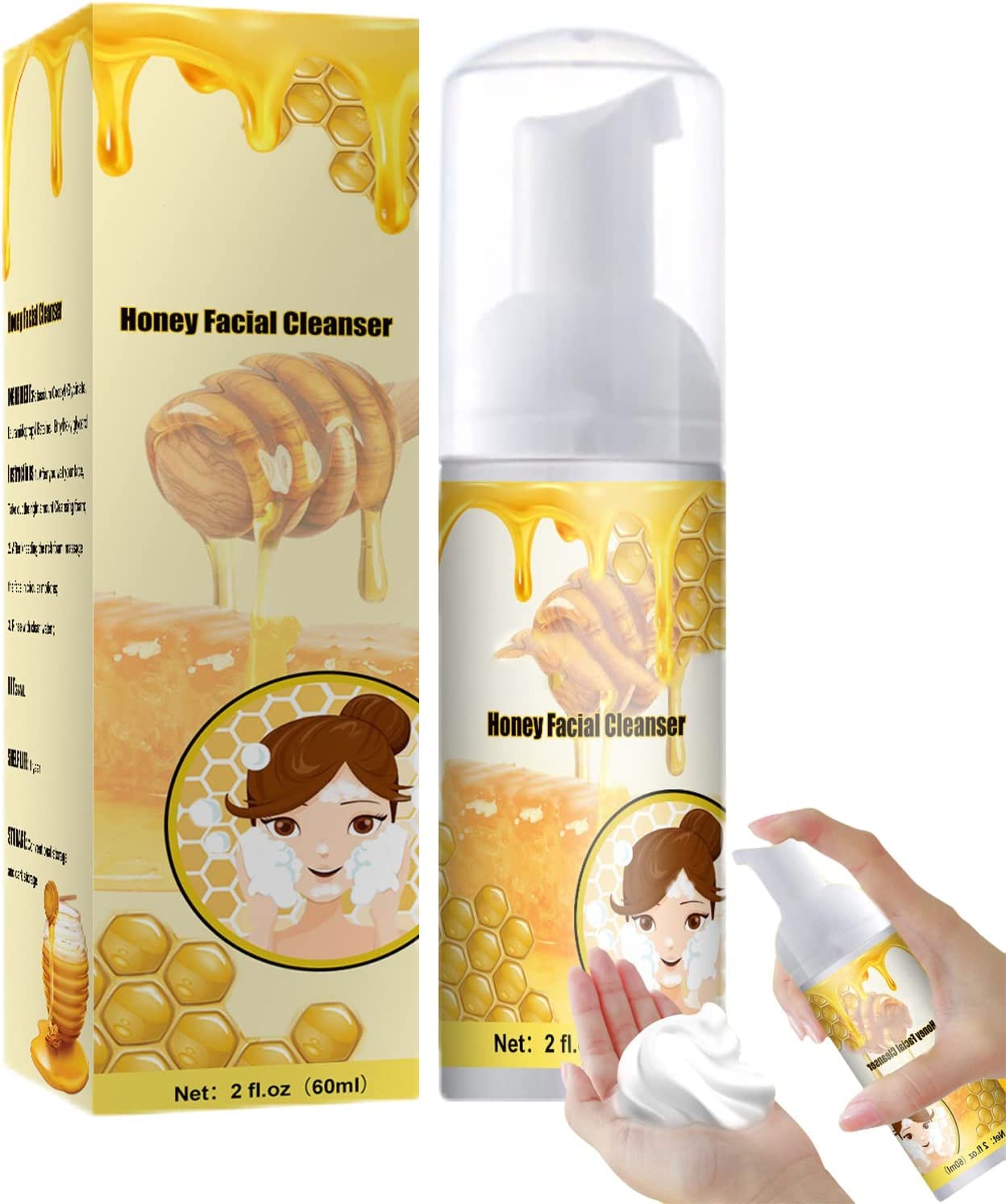 YOOUS Honey Mousse Face Wash - Gentle Foaming Cleanser for Oily & Sensitive Skin | Deep Cleansing & Oil Control | Perfect for Daily Skincare Routine & Travel
