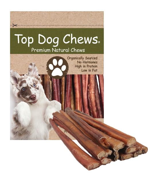 Premium 12 Inch Bully Sticks for Dogs - 100% Natural Grass-Fed Beef Chews | High Protein, Grain-Free, Digestible Dog Treats | Supports Dental Health & Fresh Breath | 10 Pack - Perfect for Training, Teething Puppies & Aggressive Chewers