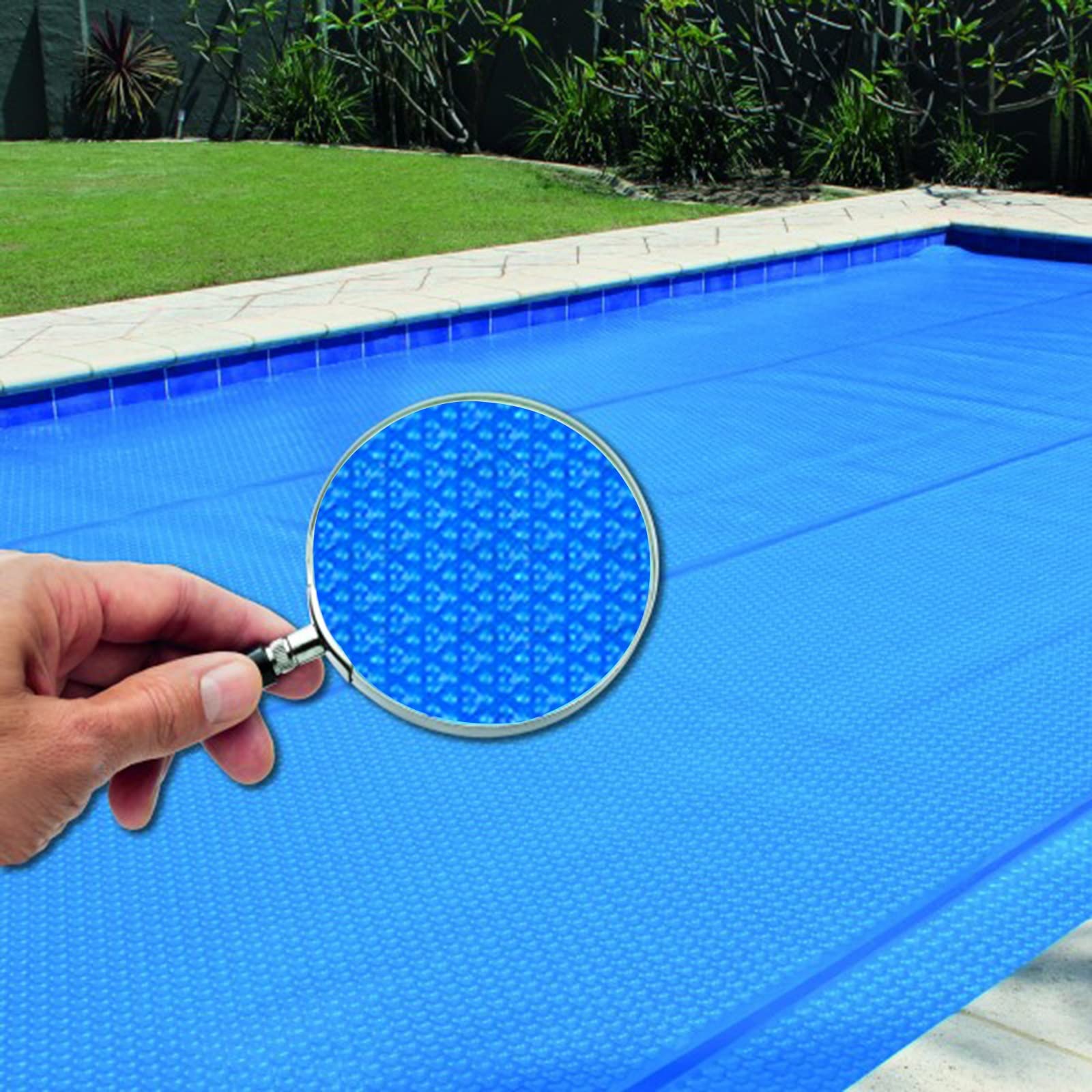 19-mil Solar Pool Cover - Round Bubble Foam Leaf Design for Above Ground & Inground Pools - Dustproof & Easy to Cut - 2x2m (6.6x6ft) - Perfect for Kiddie Pools, Salt Water Pools & Lazy Summer Days