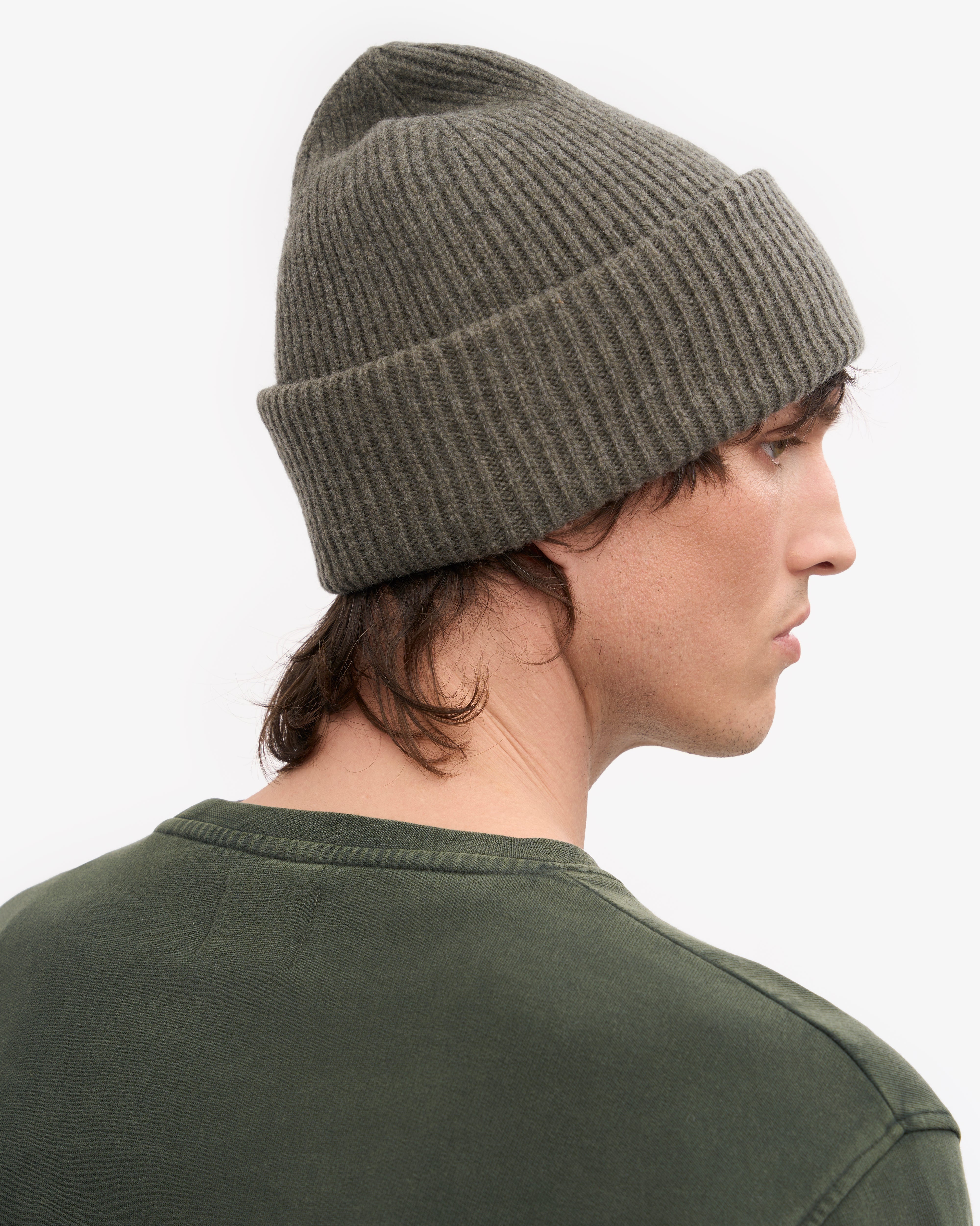 Premium Merino Wool Beanie for Men & Women - Soft & Warm Winter Hat in Dusty Olive - Perfect for Skiing, Hiking & Outdoor Activities