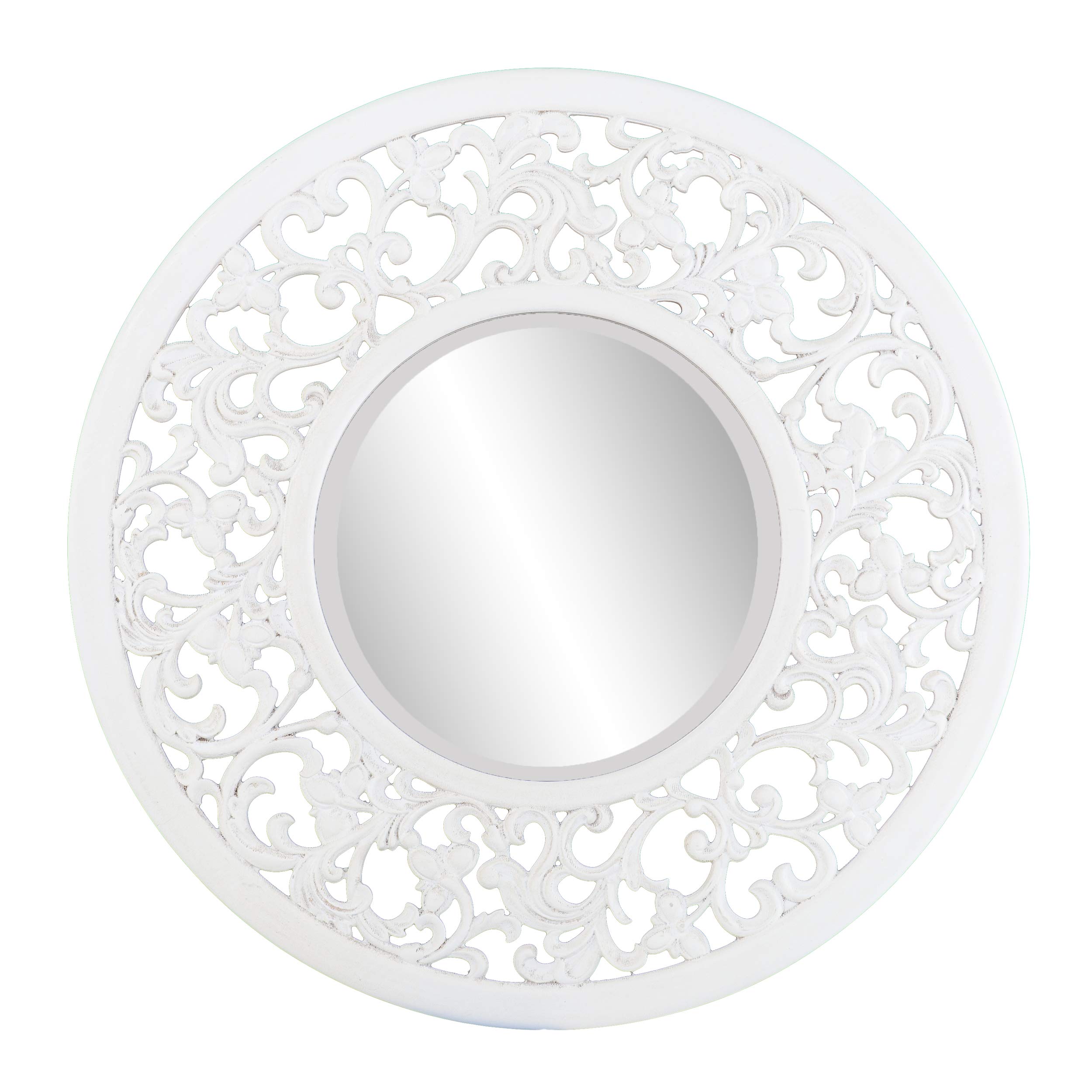 SEI Furniture Kinior Decorative Wall Mirror - Whitewashed Wood Frame - Perfect for Living Room, Bedroom & Entryway Decor