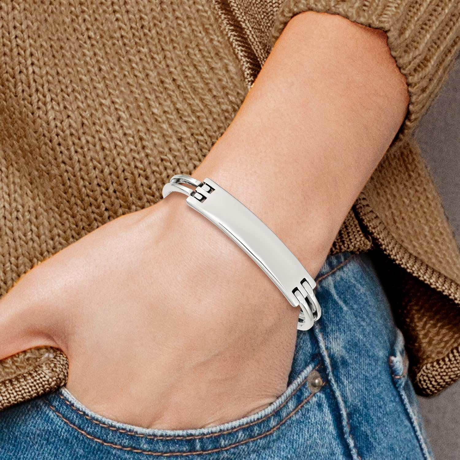 Sterling Silver ID Hinged Bangle Bracelet - Personalized Engraved Name Jewelry for Women, Gift for Mom, Wife, Daughter - Perfect for Birthdays, Anniversaries & Special Occasions