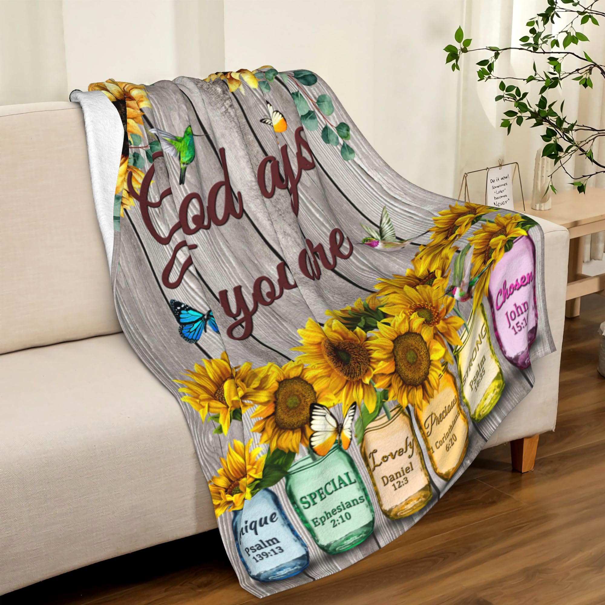 Christian Prayer Blanket with Bible Verses - Inspirational Religious Throw Blanket for Women & Men - Ultra Soft Flannel Blanket 60x50 Inches - Perfect for Prayer Time, Bible Study & Cozy Home Decor