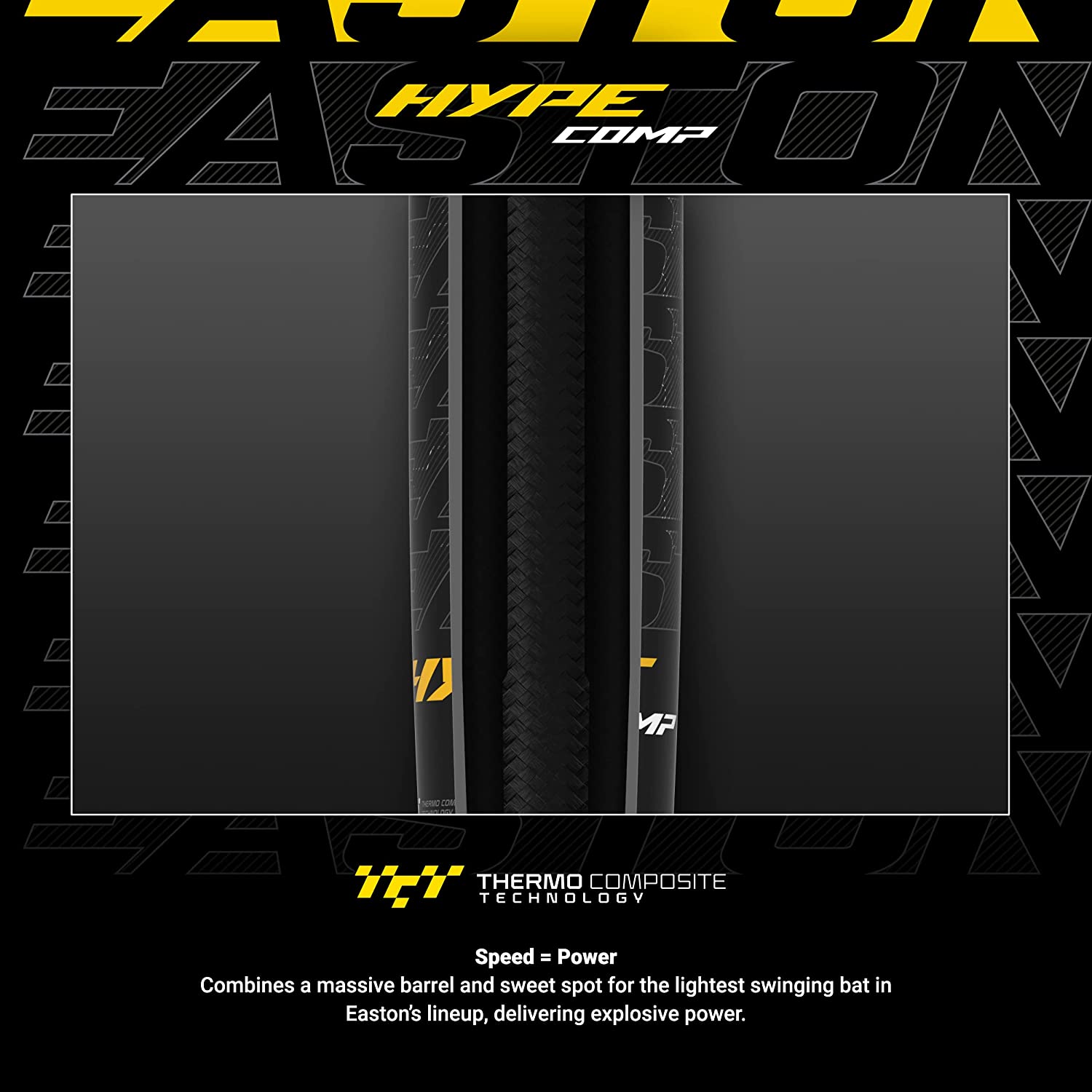 Easton 2023 Hype COMP USSSA Baseball Bat - Black/Yellow Composite | Perfect for Youth & Adult League Games, Tournaments & Training