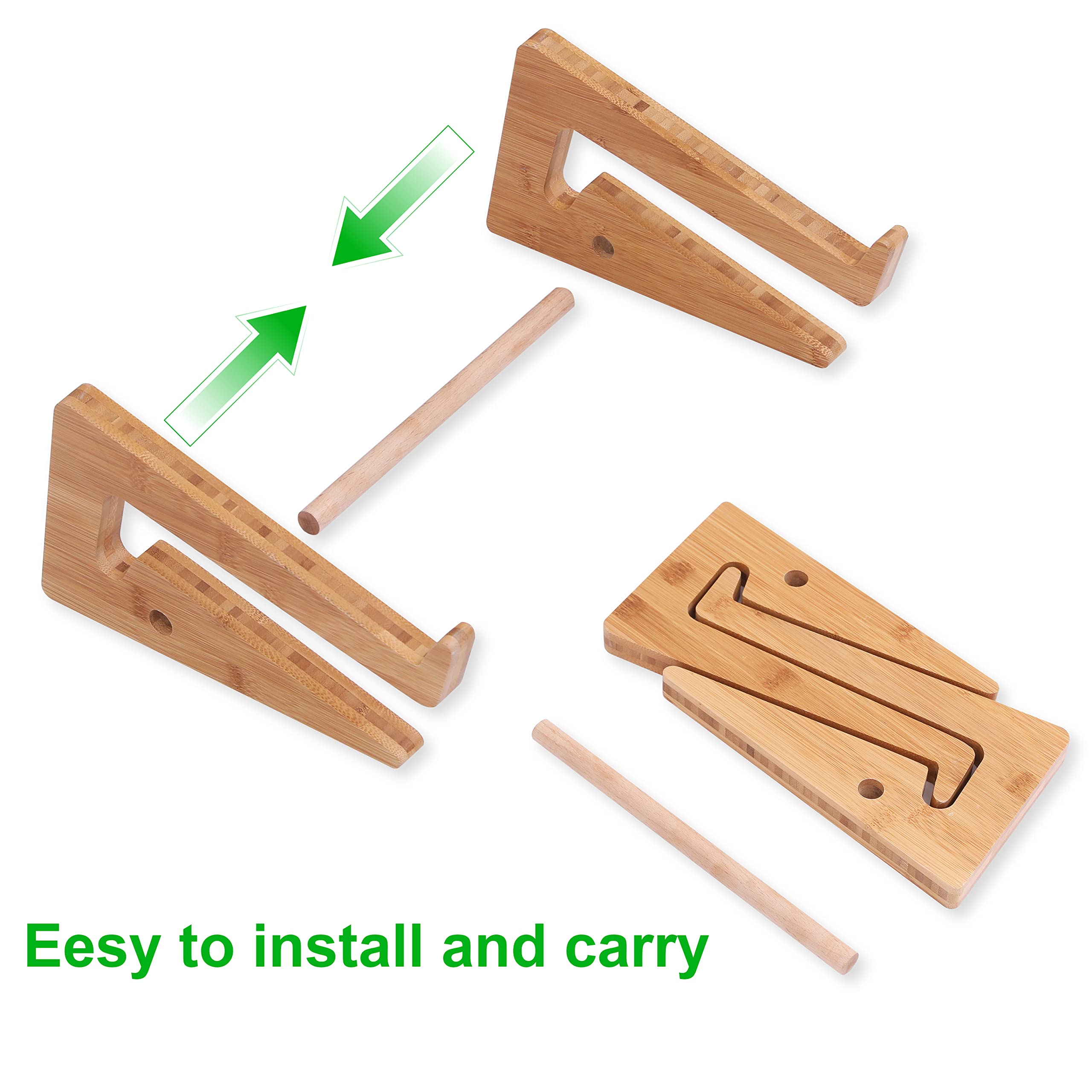 Premium Nuvograin Wooden Vertical Laptop Stand - Ergonomic Bamboo Desktop Holder for MacBook Air/Pro, Dell XPS, Surface Pro, HP, Pixelbook & Lenovo (Fits 13-17.7 Inch Laptops) - Perfect for Home Office, Workspace & Dorm Room Organization