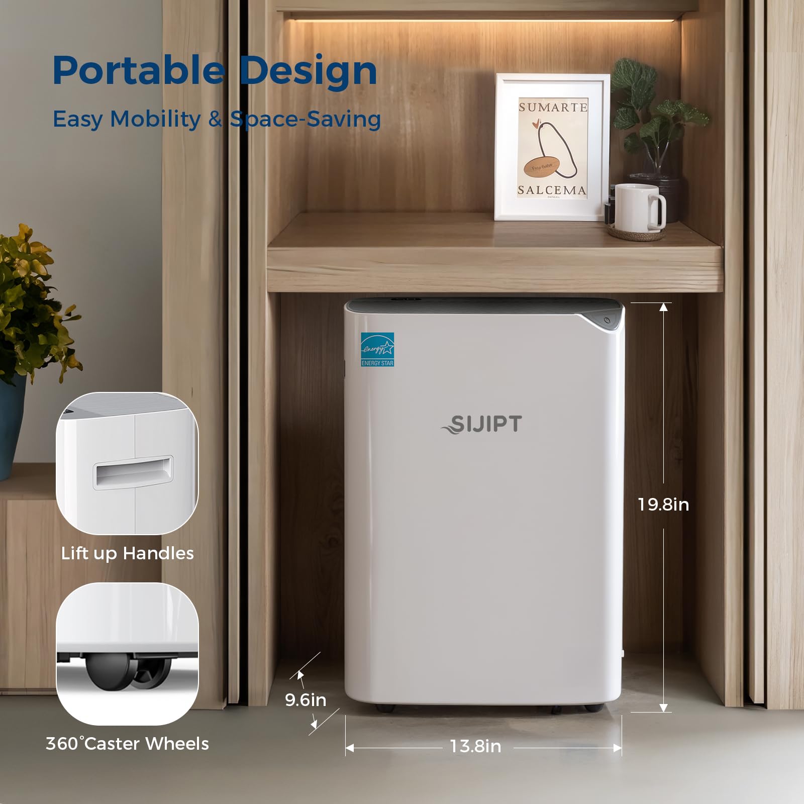 **Energy Star 100 Pint Dehumidifier for Basement & Large Rooms (6,000 Sq. Ft) – Quiet Operation, Adjustable Humidity Control, 24H Timer, 1.5 Gal Water Bucket with Drain Hose – Ideal for Home, Office & Storage Spaces**