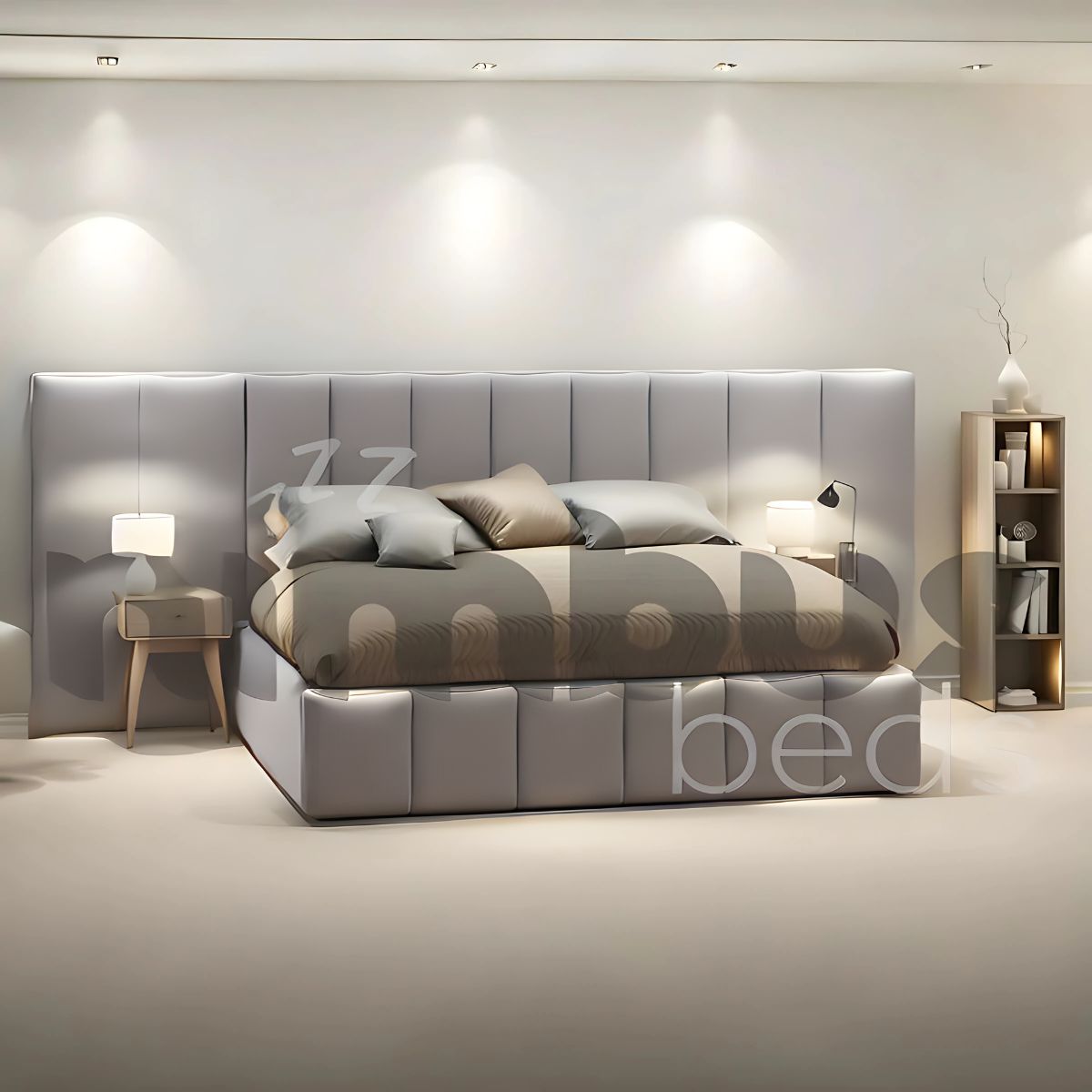 Victoria Queen Bed Frame with Upholstered Headboard - Modern Platform Bed with Wooden Slats - Sturdy & Noise-Free for Bedroom, Guest Room, or Dorm