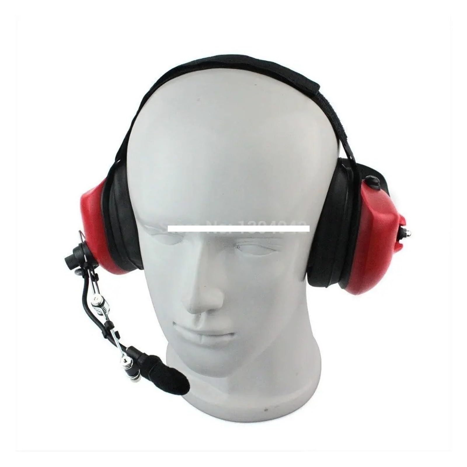 Military Noise Cancelling Overhead Headset with Boom Microphone - PTT 2-Pin Connector Compatible with Motorola, Yaesu, Vertex Radios (Red) - Ideal for Tactical Operations, Security & Outdoor Communication