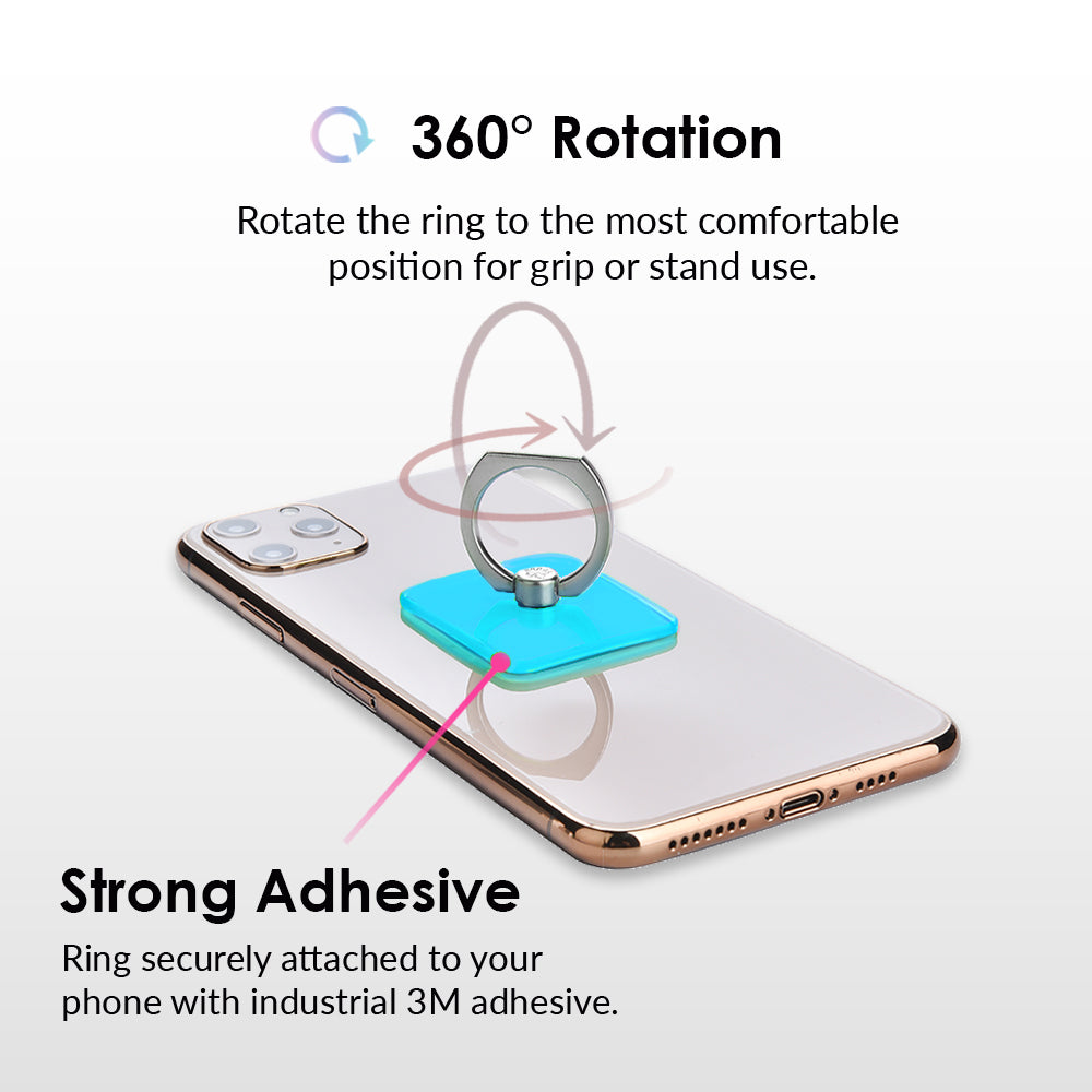 Neon Blue Phone Ring Holder - Grip Stand for Smartphones - Perfect for Selfies, Videos, and Hands-Free Use at Home, Work, or Travel