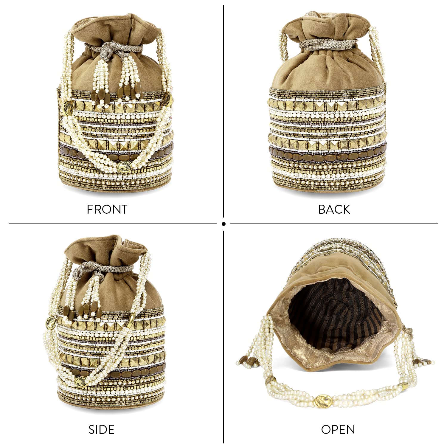 **Aheli Stylish Potli Bags for Women – Elegant Evening Clutch, Ethnic Bride Purse with Drawstring – Perfect for Weddings, Parties & Festive Occasions**