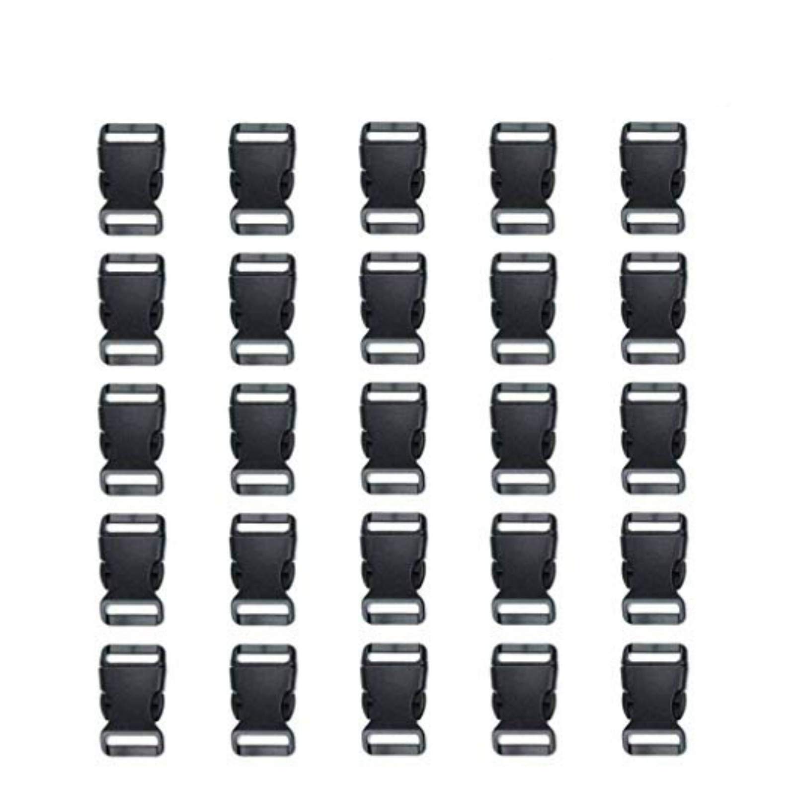 YQBOOM Black Plastic Side Release Buckle for Paracord Bracelets - Heavy Duty Adjustable Buckles for Outdoor Gear, Backpacks, Dog Collars & Survival Bracelets