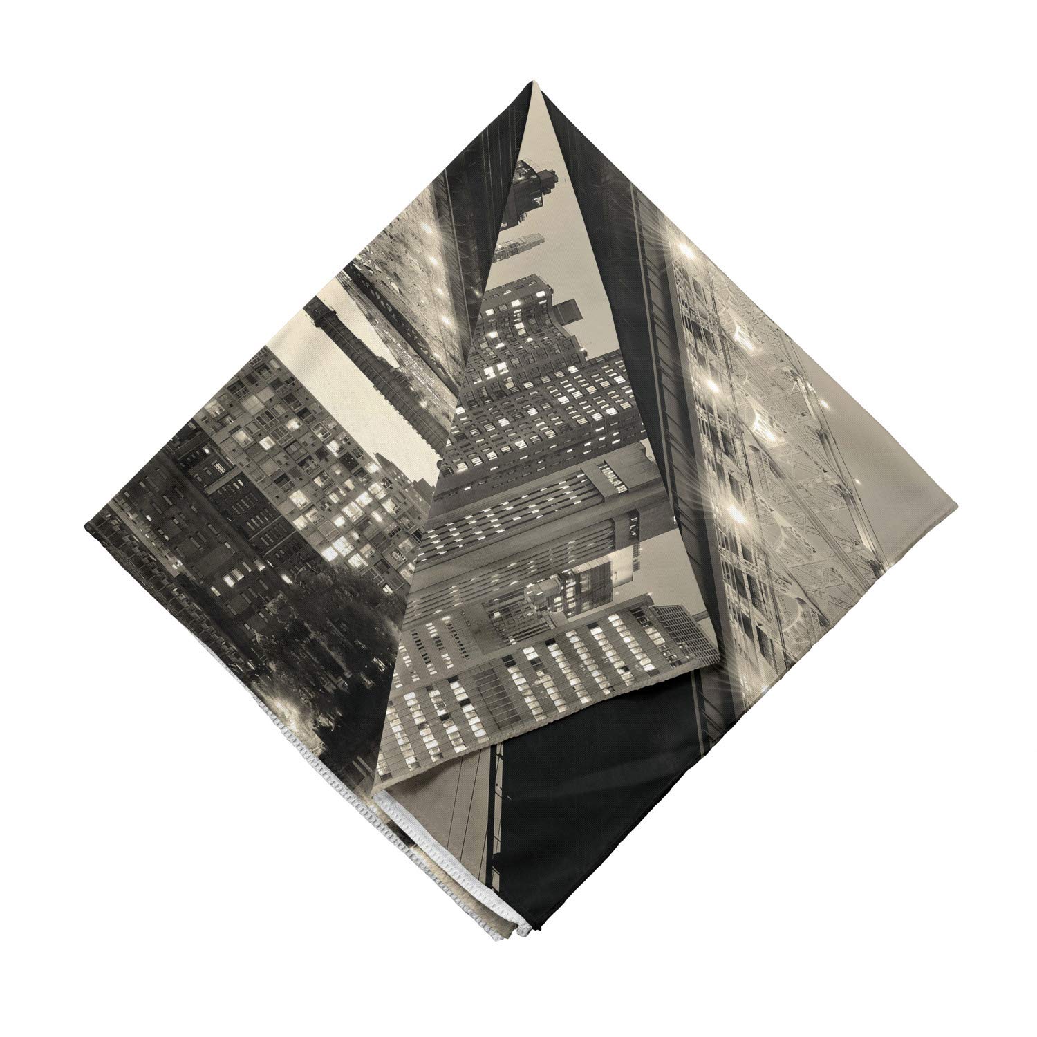 Ambesonne NYC Night Bridge View Bandana - Unisex Head & Neck Scarf for Outdoor Activities, Hiking, and Travel Accessories
