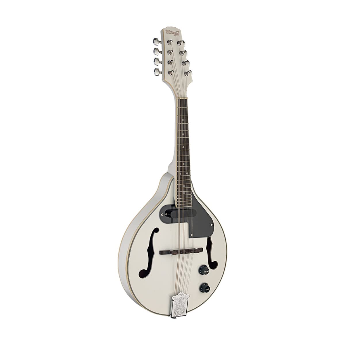 Stagg M50 E WH US 8-String Electric Mandolin - Professional Quality for Bluegrass, Folk & Country Music Performances