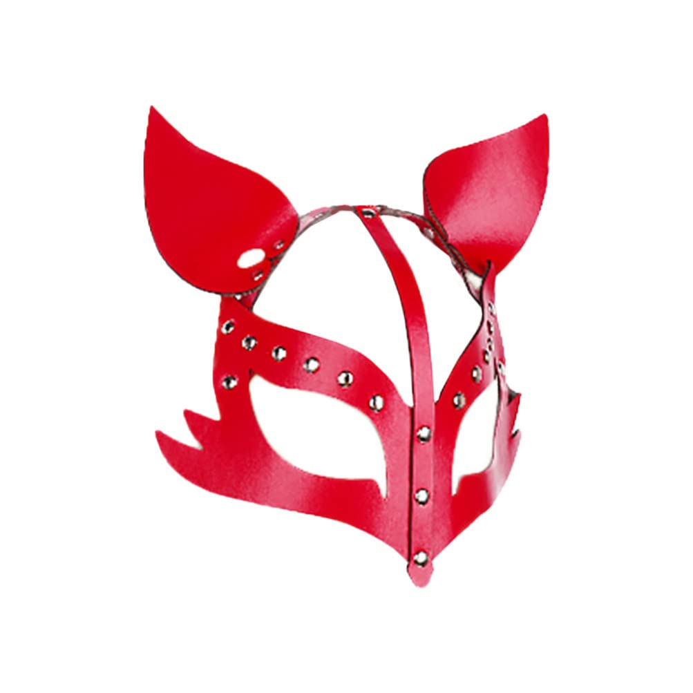 Sexy Fox Mask Punk Style - PU Leather Animal Half Face Mask for Women - Perfect for Halloween, Cosplay, Masquerade Parties & Costume Events