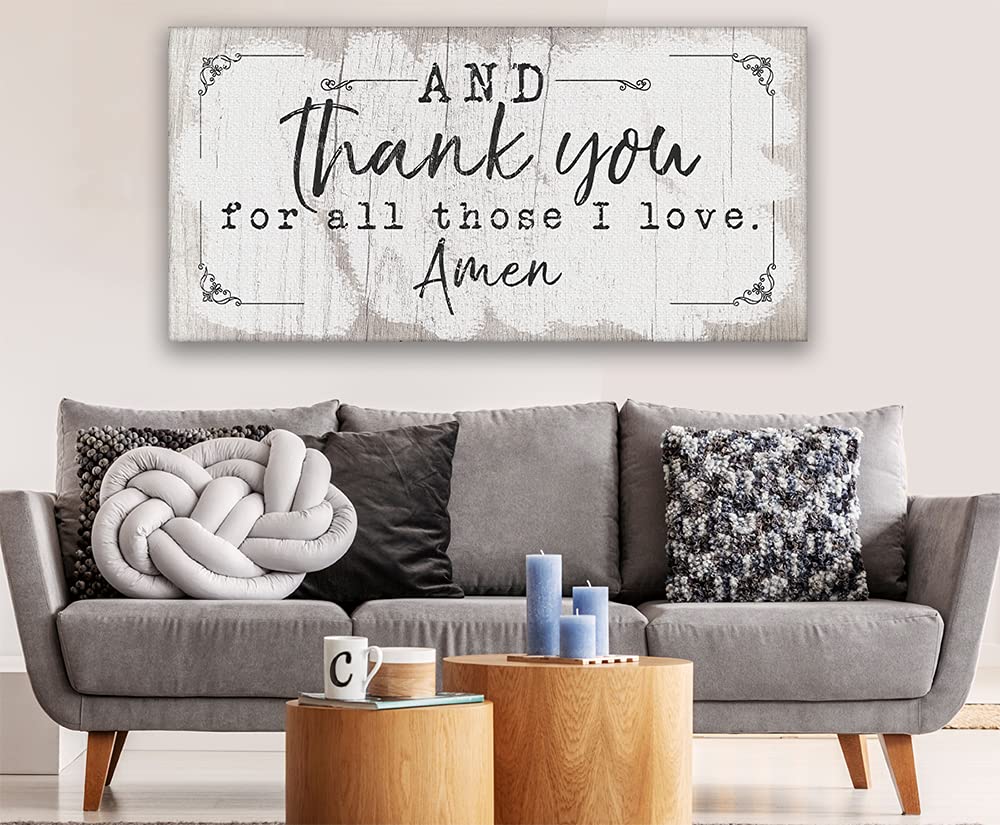 Rustic Wood Style 24x48 Stretched Canvas Wall Art - Farmhouse Family Prayer Home Decor with Bible Verse, Large Housewarming Gift for Living Room, Bedroom or Office