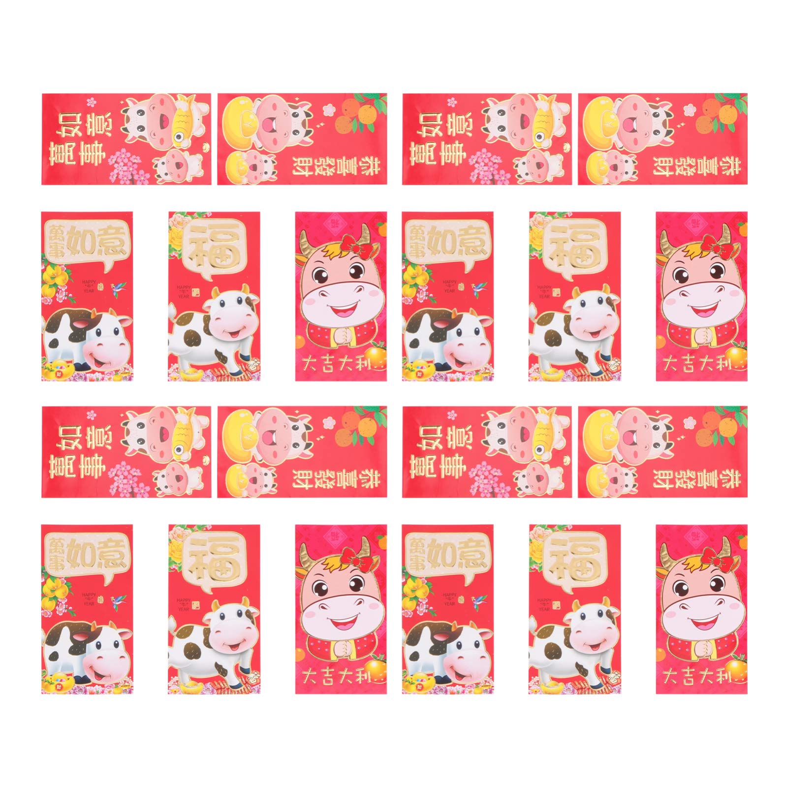 60Pcs 2021 Chinese New Year Red Envelopes - Ox Zodiac Lucky Money Packets, Hong Bao for Spring Festival Gifts, Chinese New Year Decorations (Random Styles) - Perfect for Lunar New Year Celebrations, Family Reunions and Blessing Ceremonies