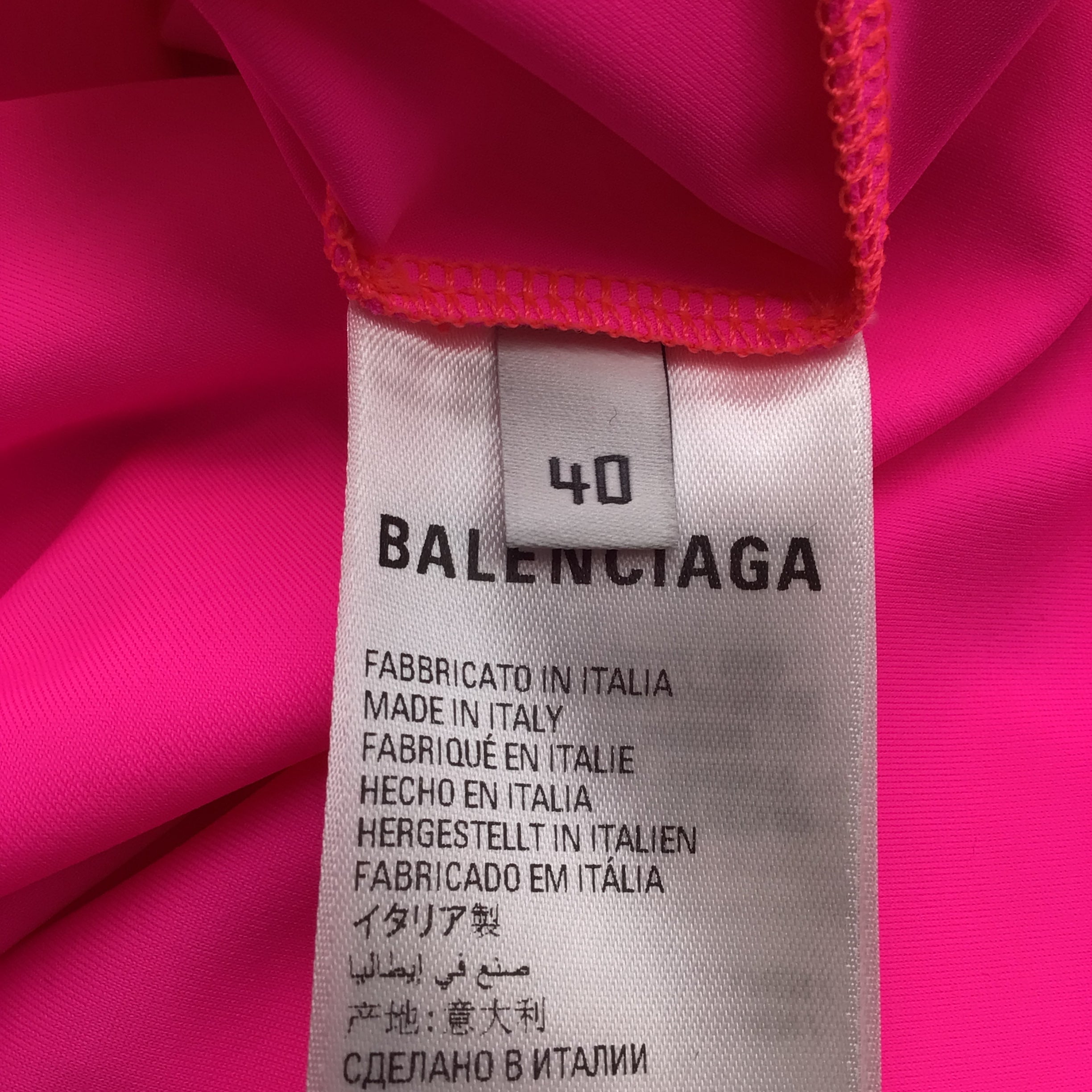 Balenciaga Hot Pink Ruched Mini Dress with Drawstring Detail - Long Sleeve Fitted Party Dress for Women, Perfect for Night Out, Club Wear, and Special Occasions
