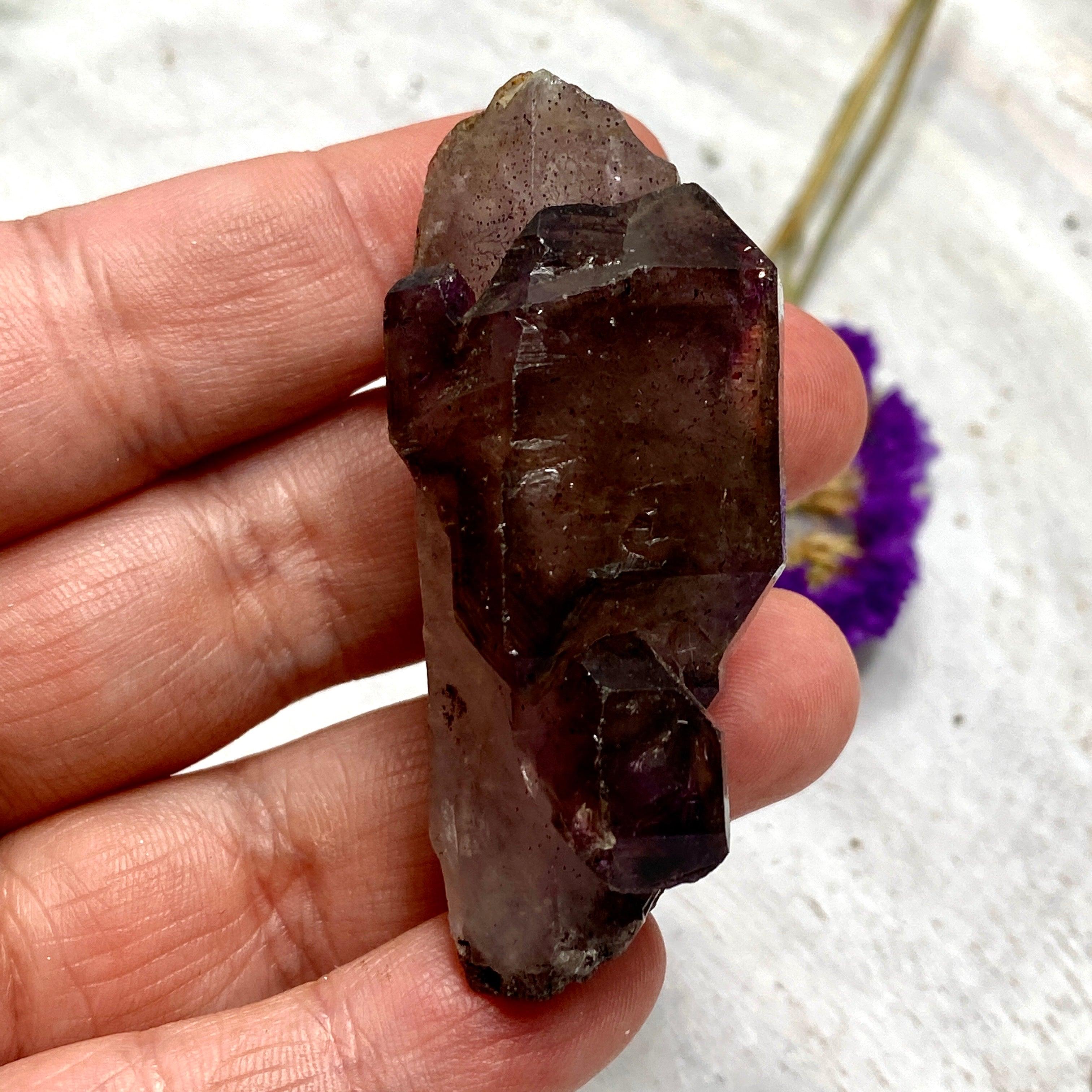 Natural Smokey Amethyst Quartz Crystal from Chiredzi, Africa - Healing Stone for Meditation, Yoga & Spiritual Growth (CR3176)
