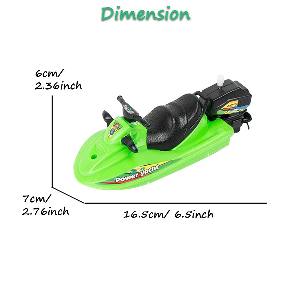 Wind Up Boat Toys for Kids - Pull Back Motorized Yacht, Sailboat, Jet Ski & Speed Boat Pool Bath Toys - Floating Water Play for Bathtub, Swimming Pool & Outdoor Fun
