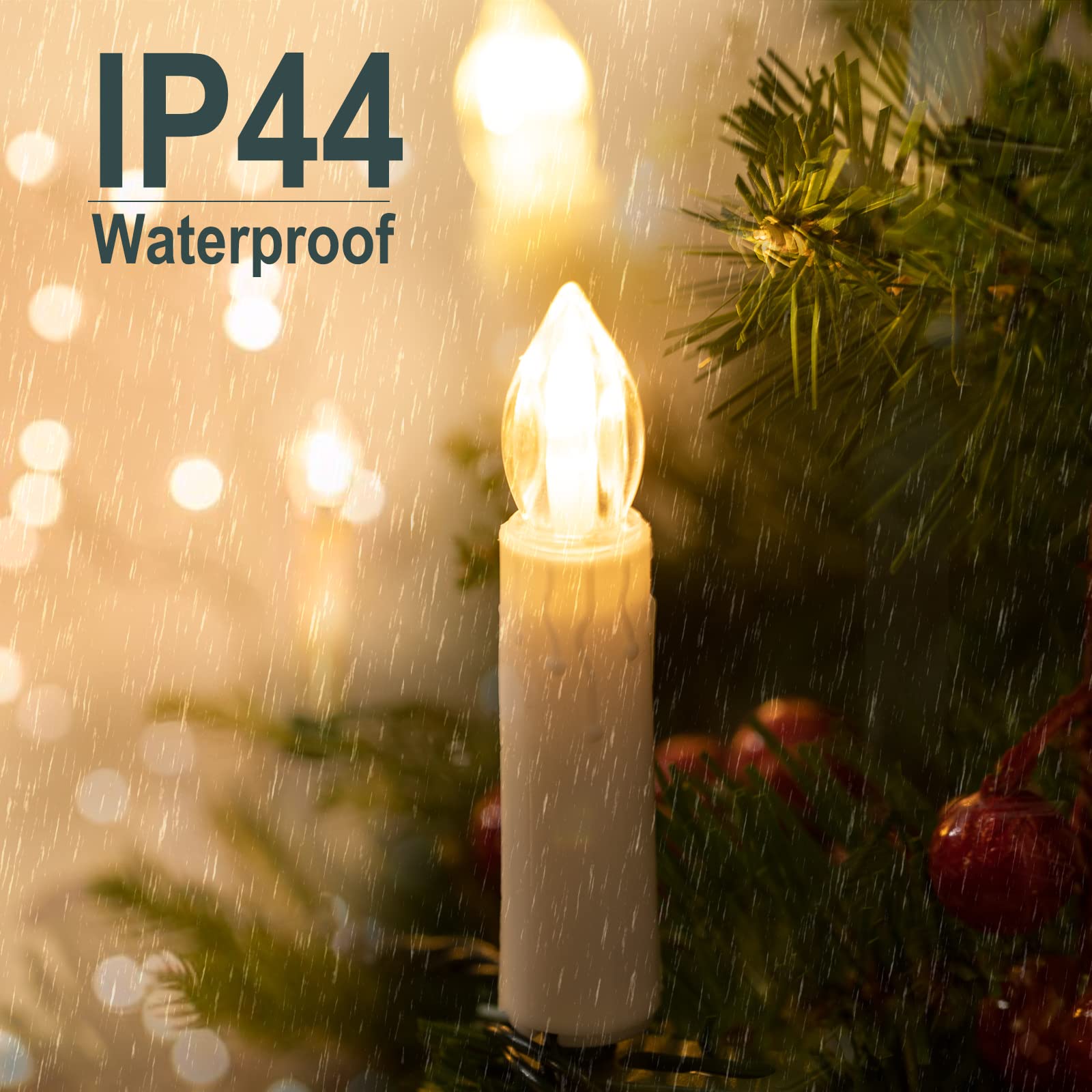 48FT 50 LED Christmas Candle String Lights - Connectable Flameless Candle Lights with Clips for Xmas Tree, Indoor & Outdoor Holiday Decoration (Warm White) - Perfect for Christmas, Weddings, Parties and Seasonal Celebrations
