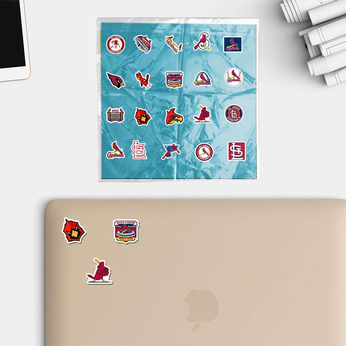 20 PCS Aesthetic Louis Vinyl Stickers - Waterproof Decals for Water Bottles, Laptops, Scrapbooking, Luggage, Guitars & Skateboards | Colorful Cardinal Design for DIY Crafts & Personalization