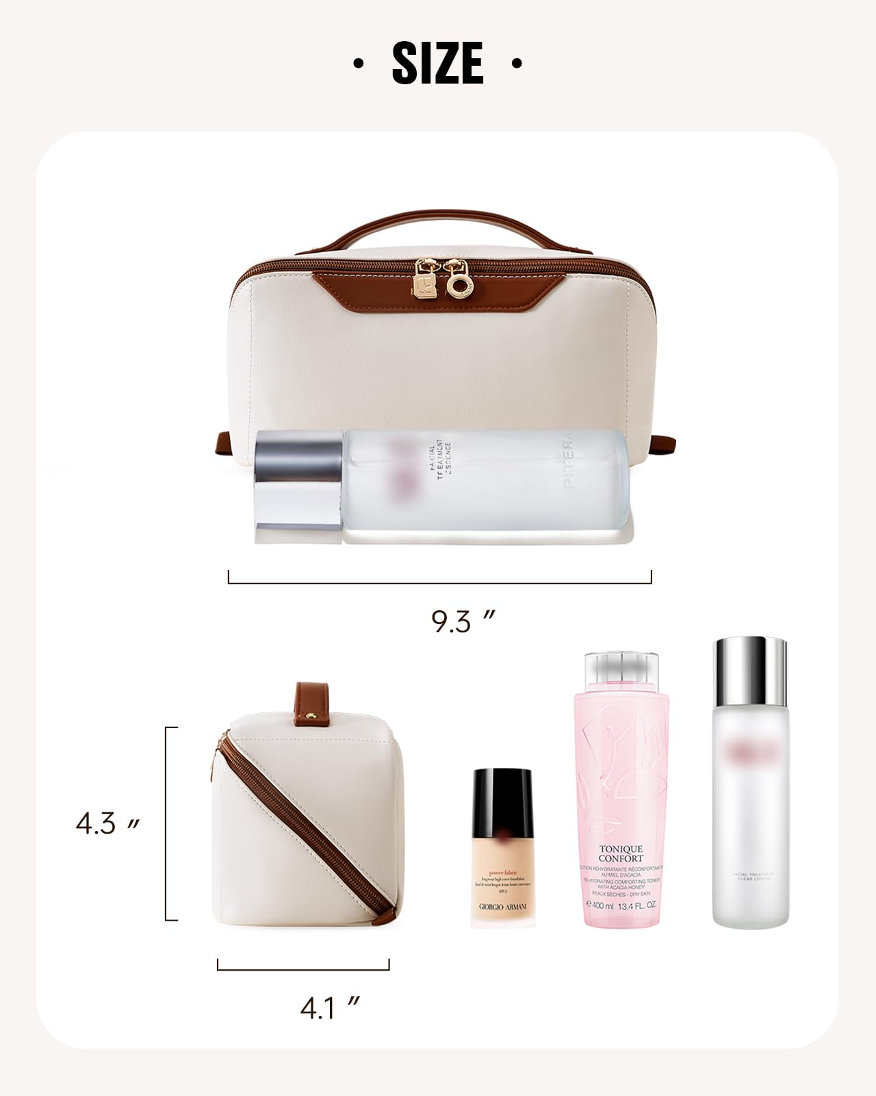 EACHY Large Waterproof Travel Makeup Bag for Women - Portable Cosmetic Organizer with Divider & Handle, Open Flat Toiletry Pouch - Perfect for Airplane, Gym, Vacation & Daily Use