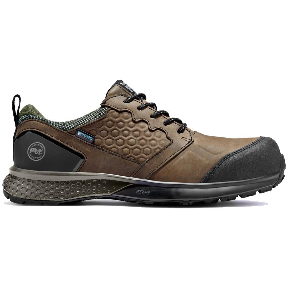Reaxion Composite Toe Waterproof Work Boots for Men - Slip Resistant Safety Shoes with Electrical Hazard Protection - Ideal for Construction, Warehouse & Outdoor Jobs (Brown)