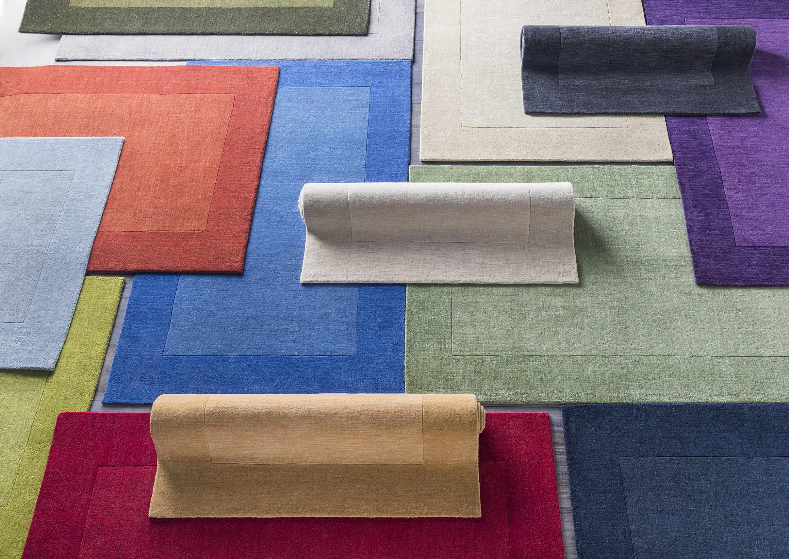 Hauteloom Slade Wool Area Rug 2' x 3' - Soft Beige Solid & Border Design for Living Room, Bedroom - Cozy Home Decor & Perfect for High Traffic Areas