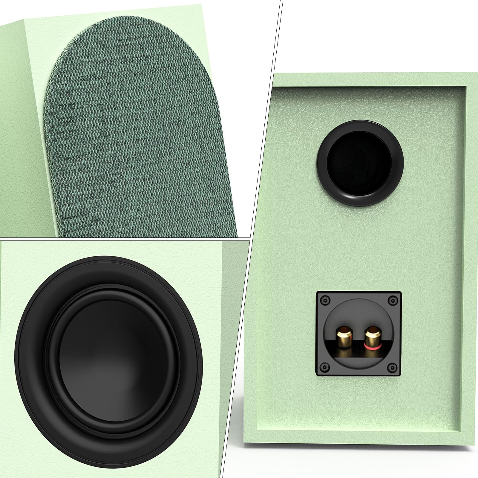 Premium Passive Bookshelf Speakers with Detachable Magnetic Grille & Hi-Fi Amplifier | Studio-Grade Audio for Vinyl, TV, Wireless Streaming | Avocado Green Finish | Perfect for Home Theater, Music Studio & Living Room Decor