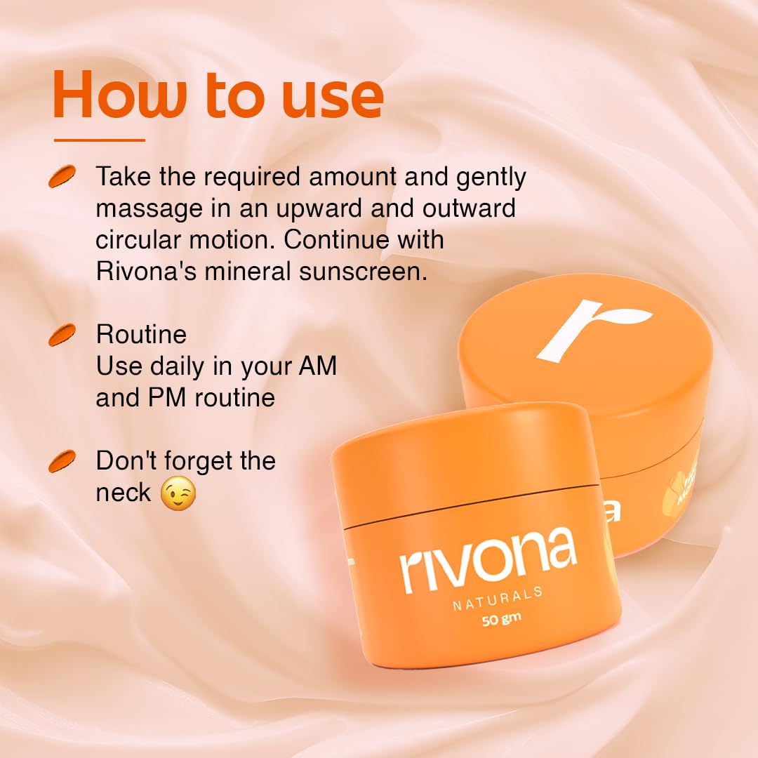 Rivona Naturals Honey & Saffron Face Cream with Niacinamide & Kojic Acid - Brightening & Nourishing Skin Care for Glowing Complexion - Vegan, Dermatologist-Tested (50g) - Perfect for Daily Moisturizing & Nighttime Skincare Routine