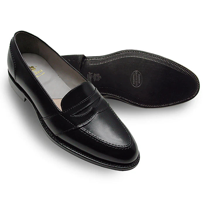 ALDEN Black Dress Penny Loafers for Men - Classic Comfortable Slip-On Shoes for Business, Office & Formal Occasions