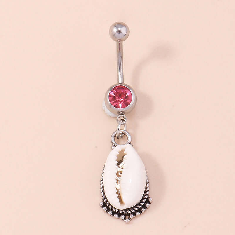 14G Seashell Dangle Navel Belly Ring Piercing Jewelry - Ocean Wave Design for Women | Perfect for Beach Parties, Summer Fashion & Body Piercing Enthusiasts | XBC76