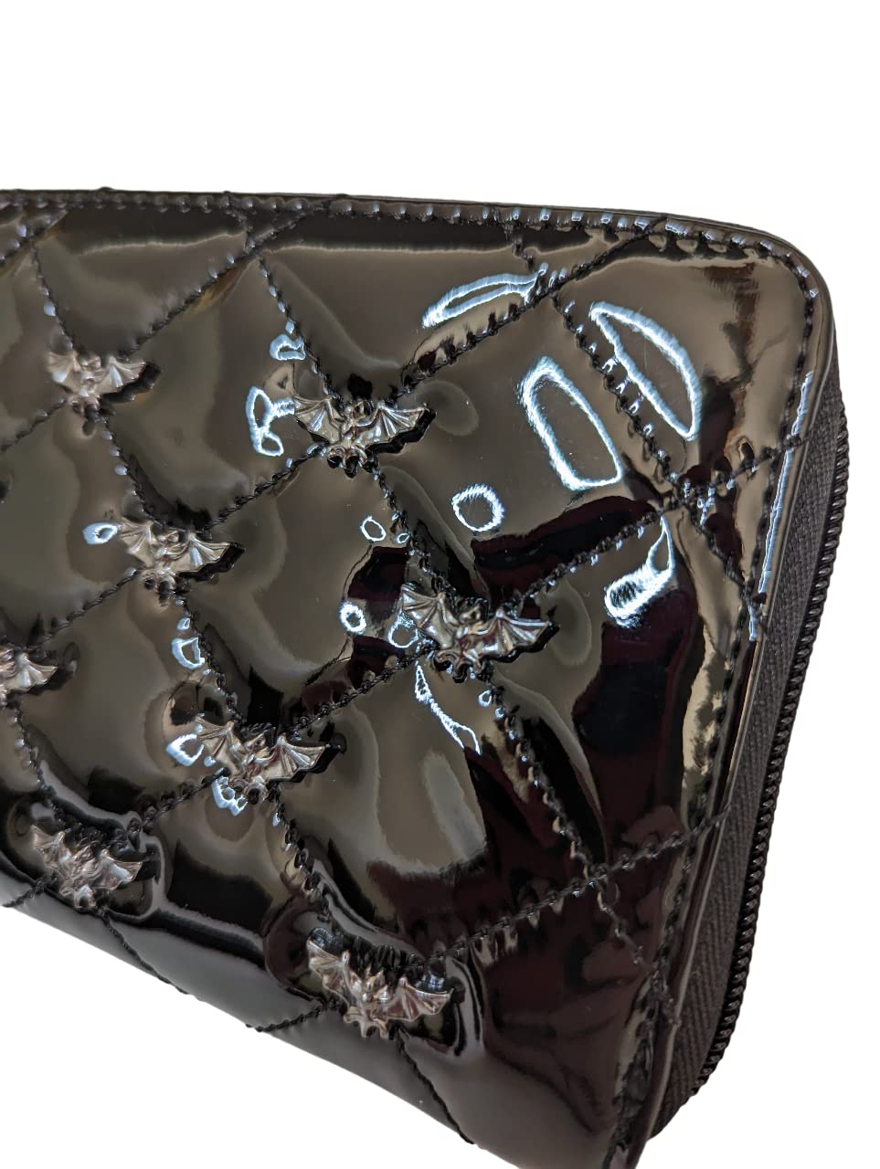 Rock Rebel Studded Bats Zip Around Wallet - Stylish Black Leather Wallet for Men & Women | Perfect for Everyday Use, Travel & Night Out Accessories