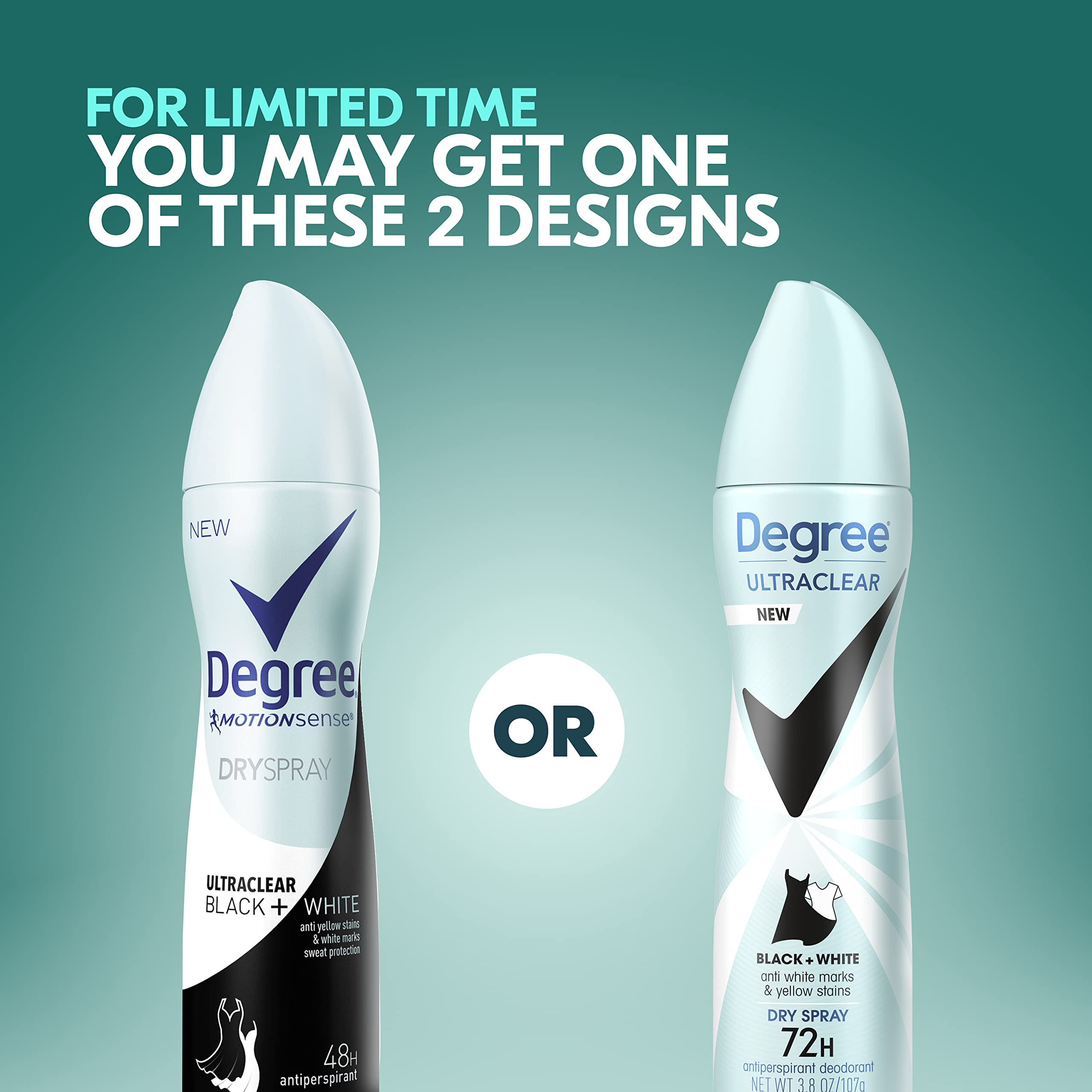 Degree Ultraclear Women's Antiperspirant Deodorant Dry Spray - 48-Hour Odor & Wetness Protection, Invisible Finish - Perfect for Gym, Work & Everyday Freshness