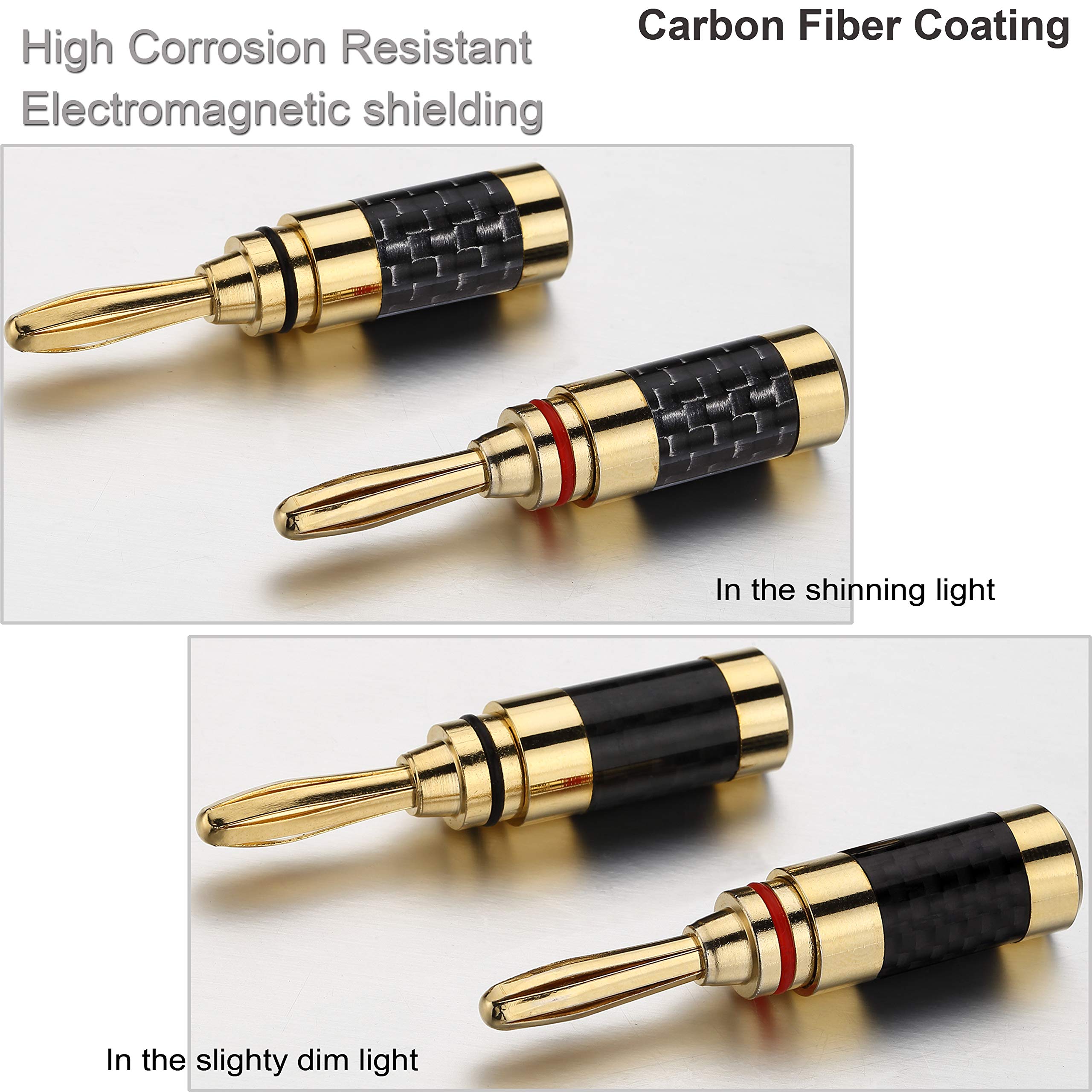 24K Gold Plated Banana Plugs 5 Pairs (10pcs) - Closed Screw Speaker Connectors for High-Quality Audio Systems | Perfect for Home Theater, Studio Setup & Speaker Wire Connections