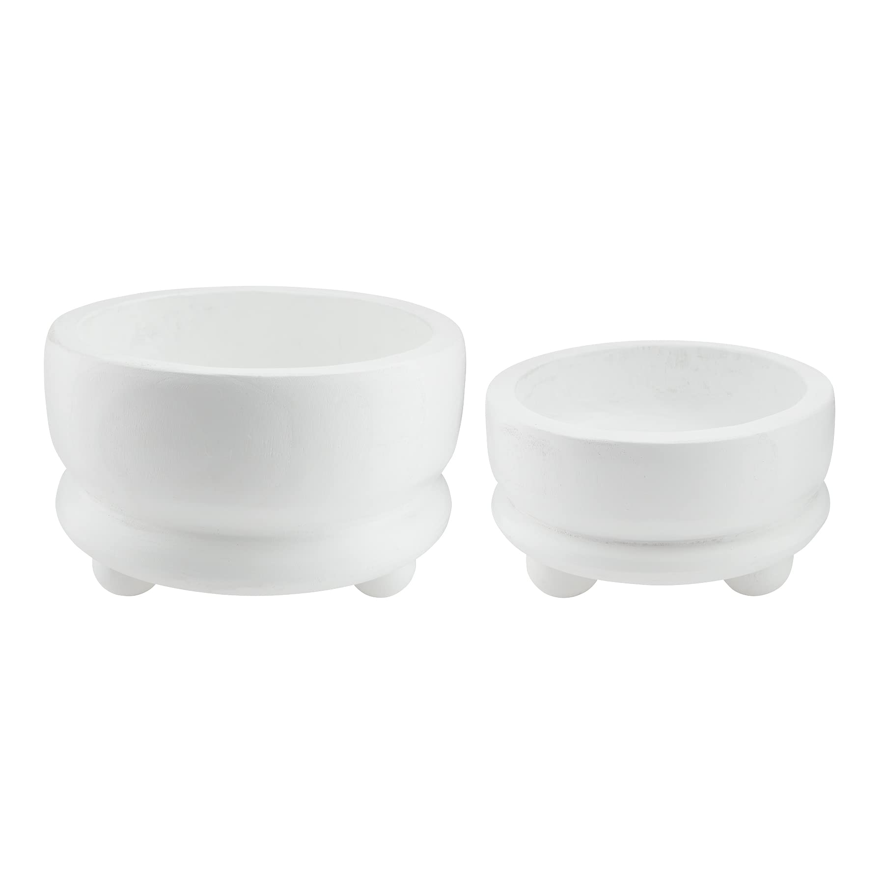 Mud Pie Paulownia Wooden Footed Serving Bowls - Set of 2 (Small 7