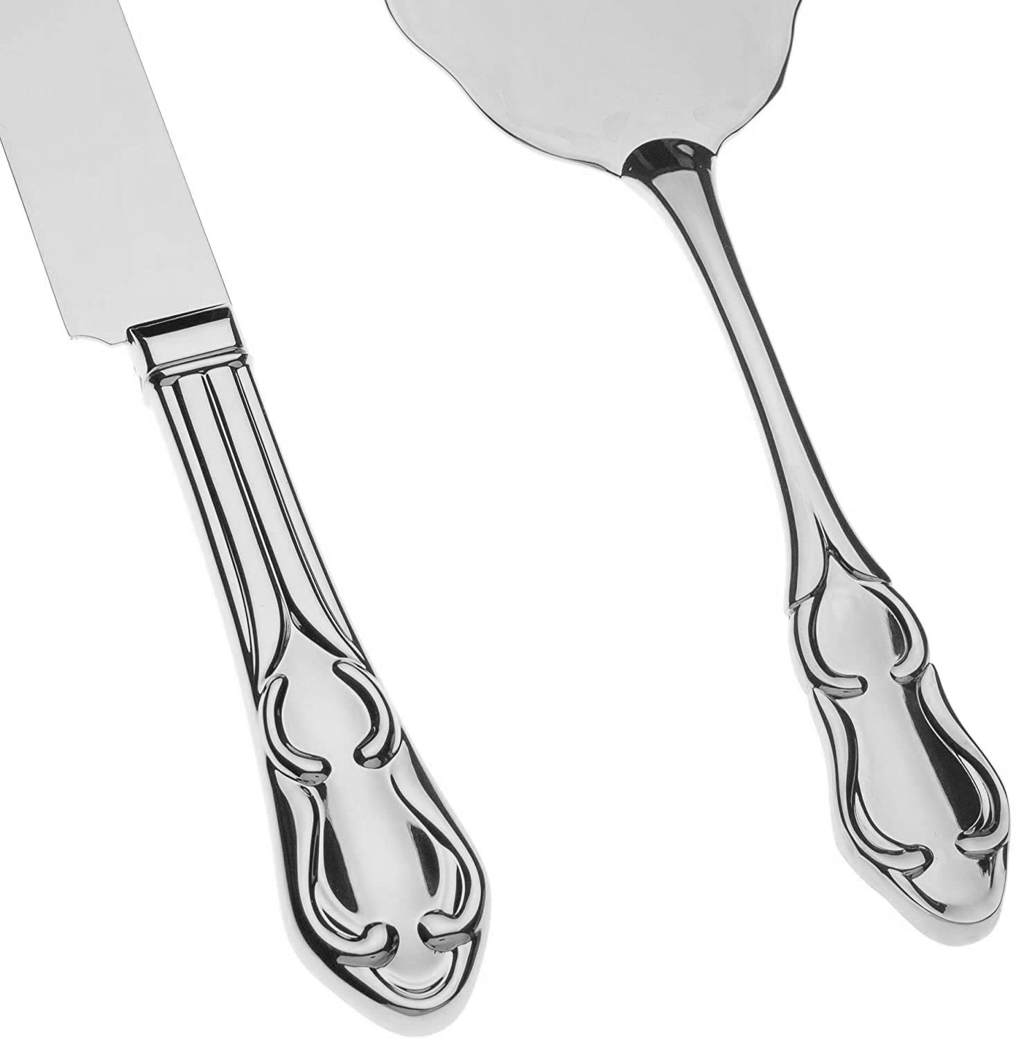 Ella Silver Engravable Cake Knife & Server Set - Wedding, Anniversary & Party Cake Cutting Tool - Perfect for Weddings, Anniversaries, Birthdays & Special Celebrations